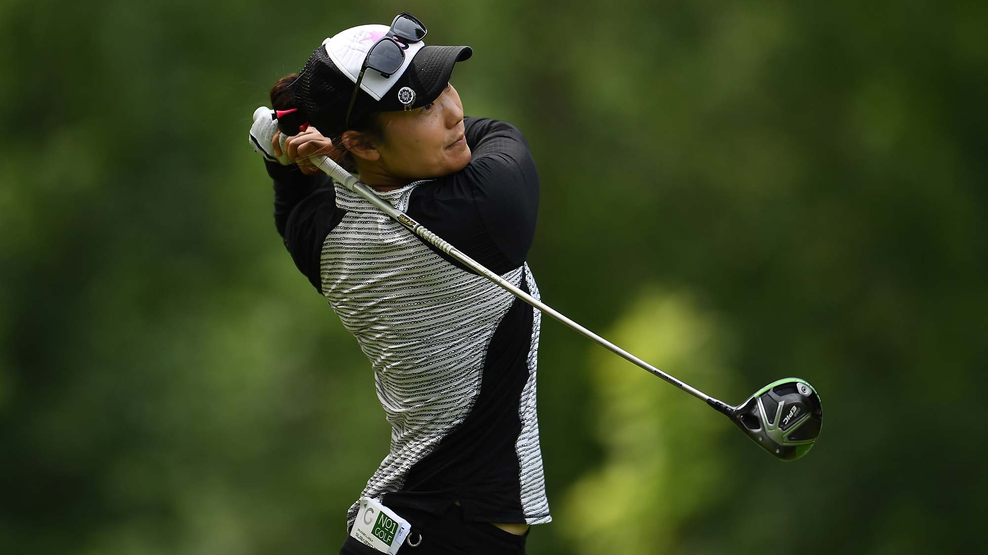 Tiffany Joh hits her tee shot on the third hole during the final round of the Thornberry Creek LPGA Classic