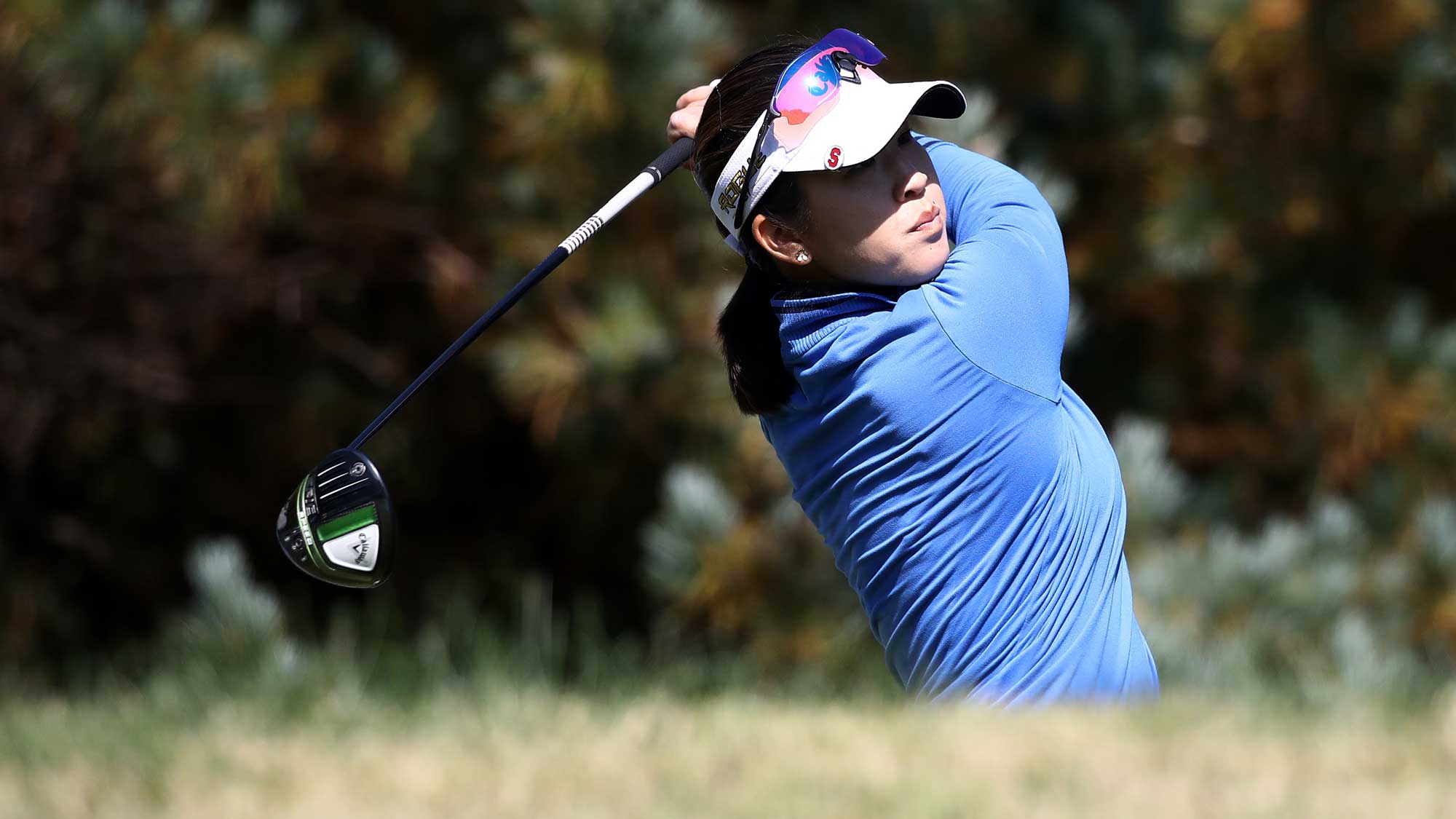 Andrea Lee of the United States plays her shot from the fourth tee during the first round of the BMW Ladies Championship