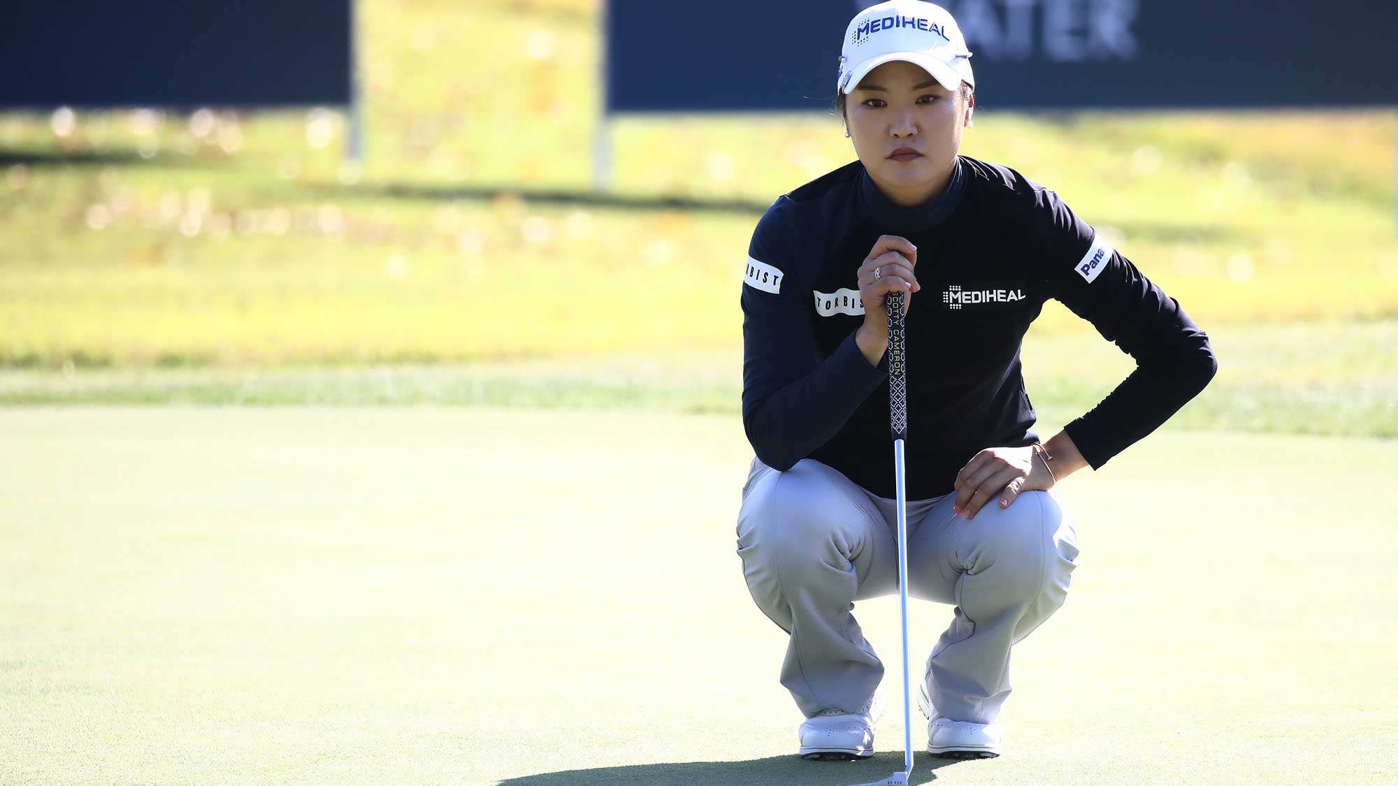 So Yeon Ryu of South Korea lines up a putt on the ninth green during the first round of the BMW Ladies Championship