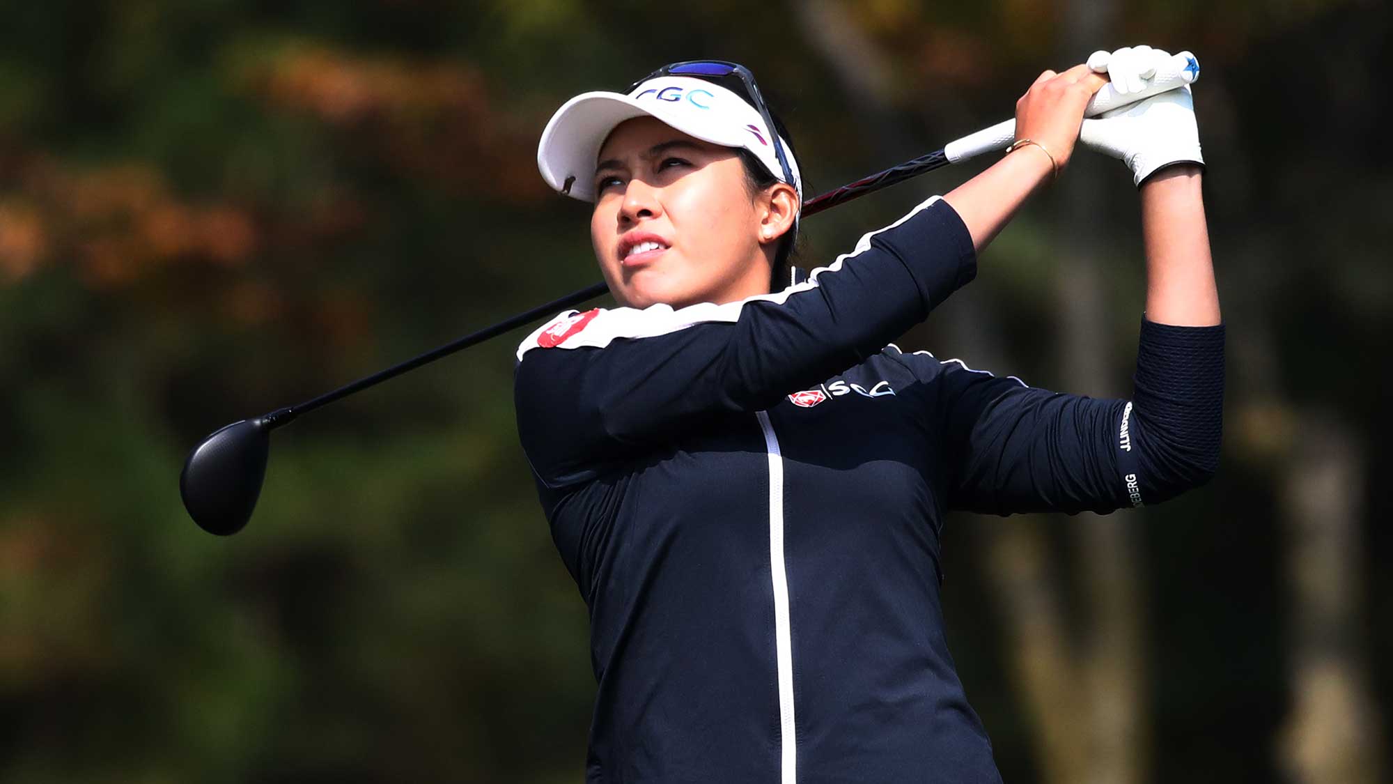 Atthaya Thitikul of Thailand plays her shot from the sixth tee during the third round of the BMW Ladies Championship