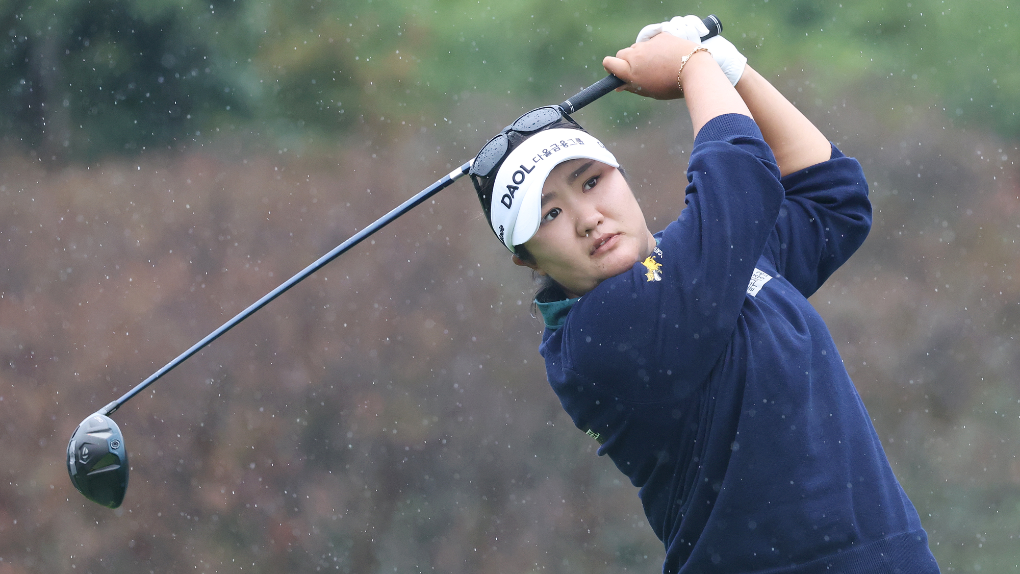 Haeran Ryu of South Korea plays a shot from the sixth tee during the final round of the BMW Ladies Championship 2026 at Pine Beach Golf Links on October 25, 2026 in Haenam, South Korea.