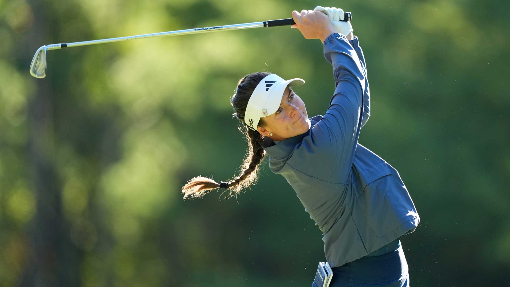 Linn Grant of Sweden plays her shot from the 11th tee during the first round of the FM Championship 2025 at TPC Boston on August 28, 2025 in Norton, Massachusetts.