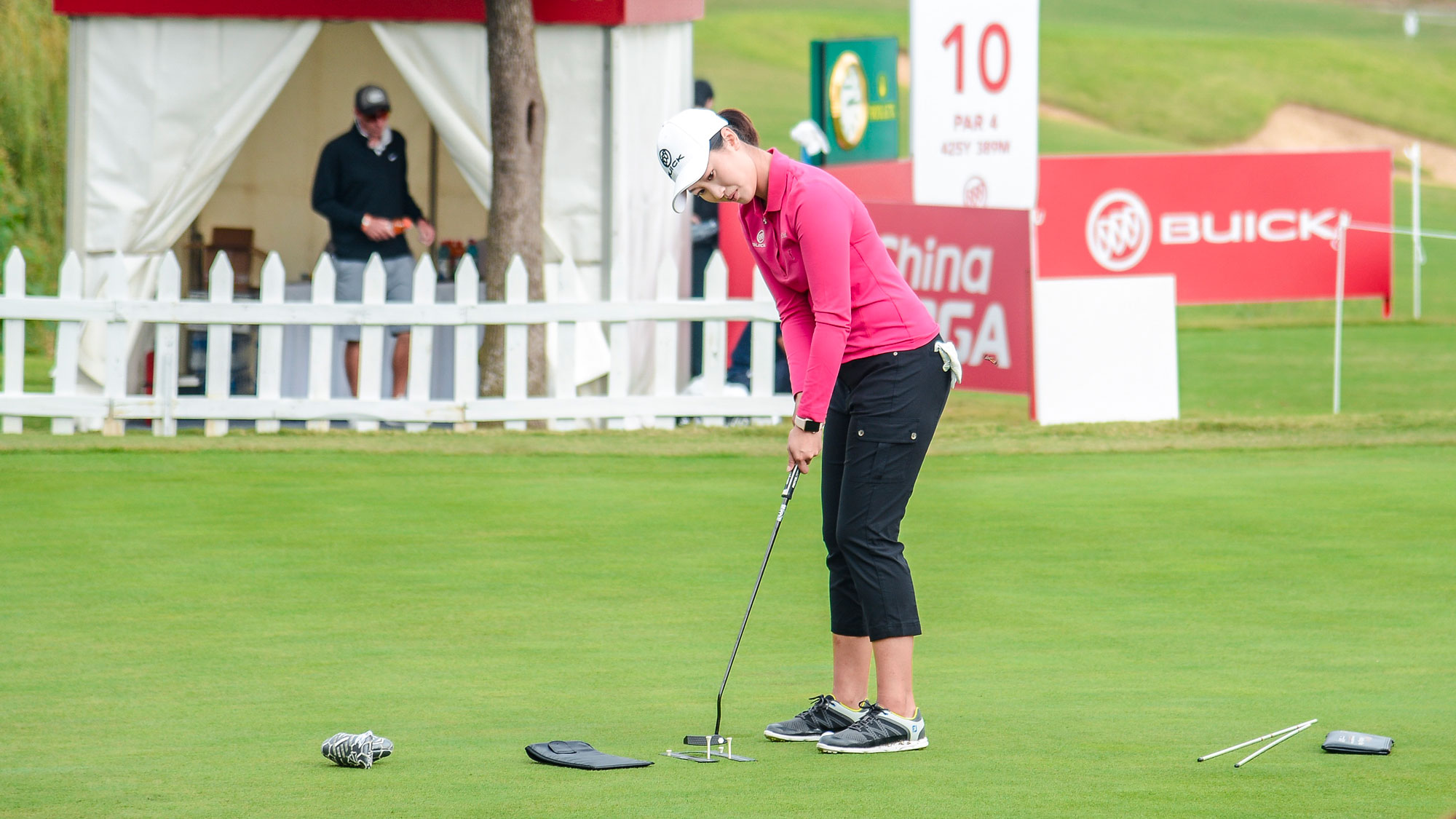Xiyu Lin practicing before the start of the 2018 Buick LPGA Championship