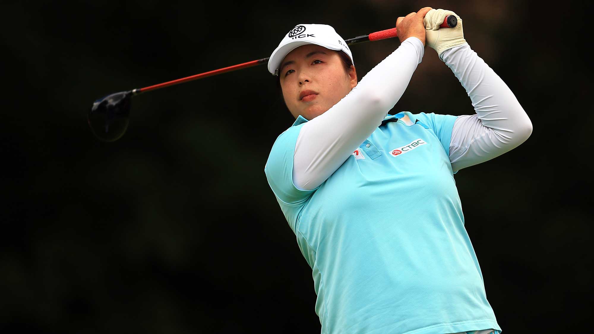 Shanshan Feng of China hits her tee shot on the 4th hole during the final round of the Canadian Pacific Women's Open