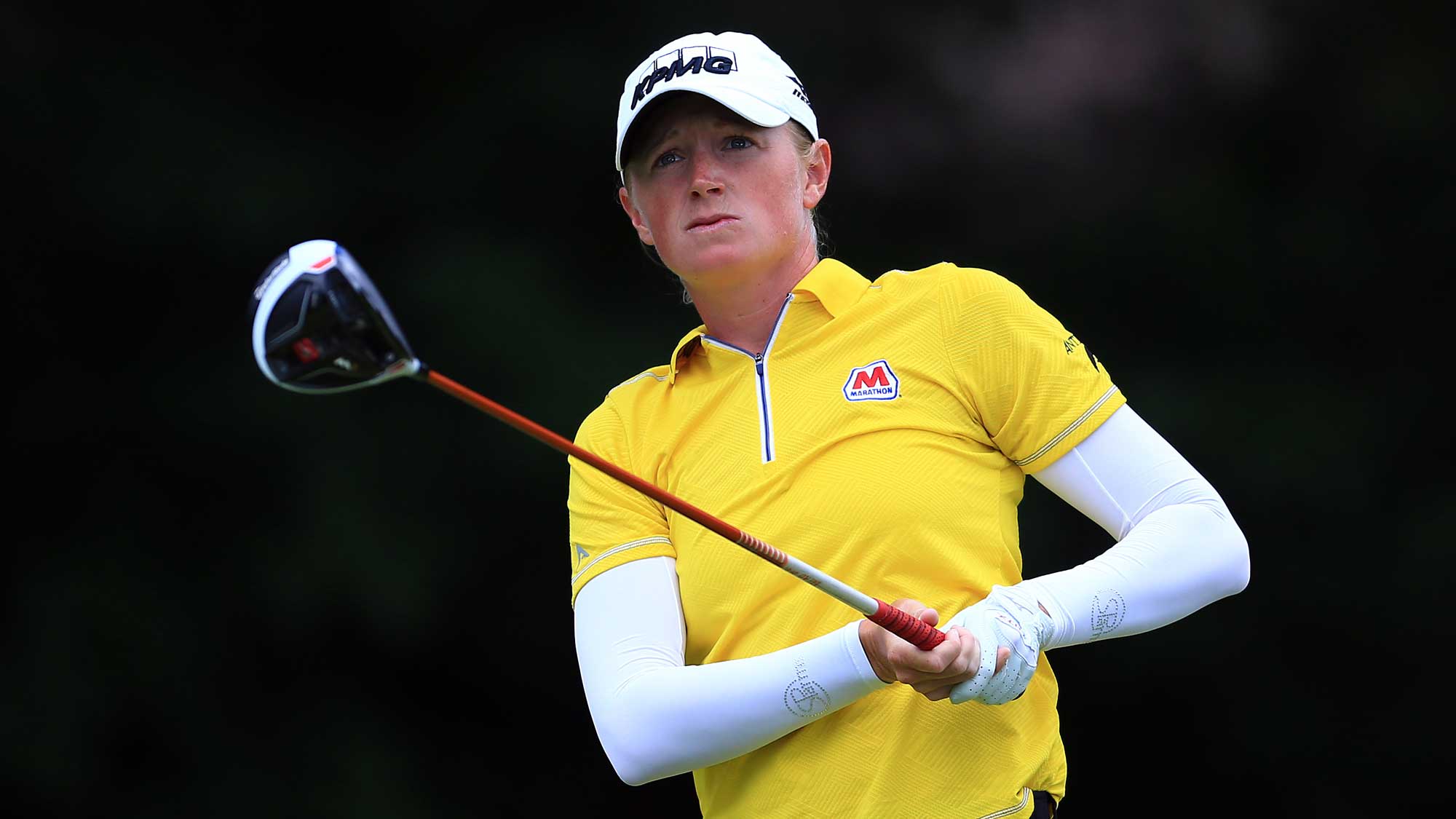 Stacy Lewis of the United States hits her tee shot on the 4th hole during the final round of the Canadian Pacific Women's Open