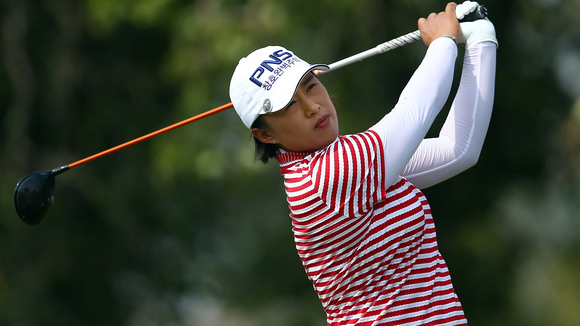 Amy Yang of Korea hits her tee shot on the 9th hole during the second round of the CP Womens Open