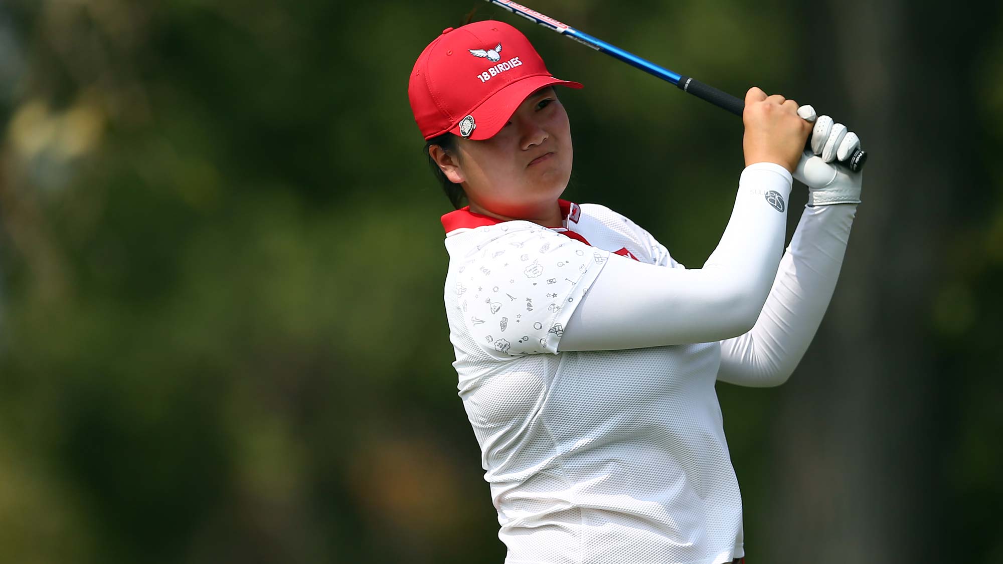 Angel Yin of the United States hits her tee shot on the 9th hole during the second round of the CP Womens Open