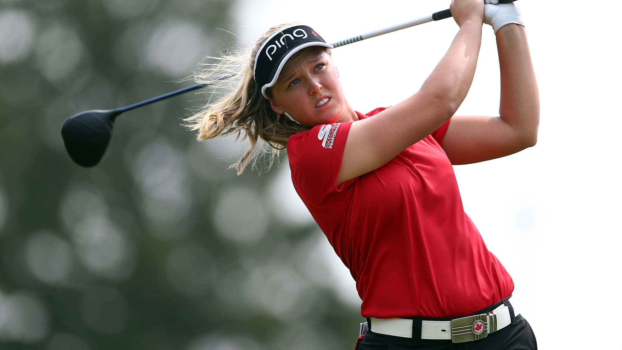 Brooke Henderson of Canada hits her tee shot on the 4th hole during the second round of the CP Womens Open