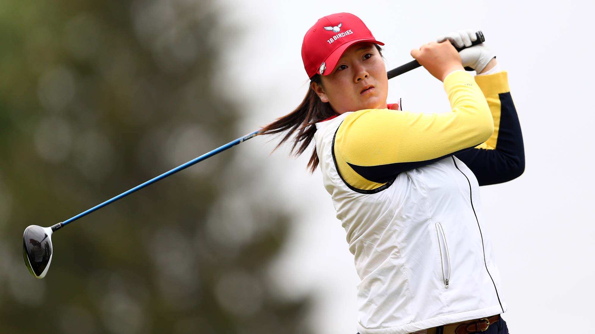 Angel Yin of the United States hits her tee shot on the 4th hole during the final round of the CP Womens Open