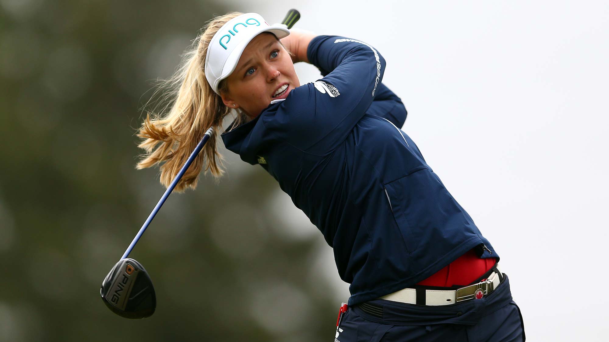 Brooke Henderson of Canada hits her tee shot on the 2nd hole during the final round of the CP Womens Open