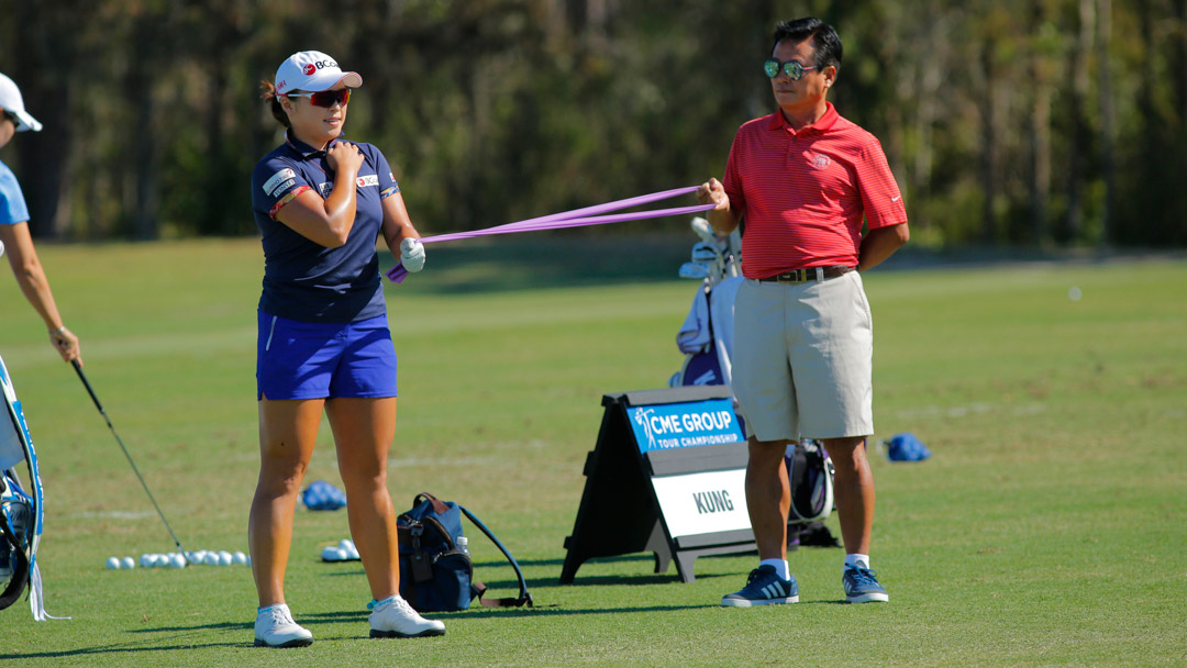 Ha Na Jang warms up on the driving range before her Wednesday ProAm at the CME Group Tour Championship