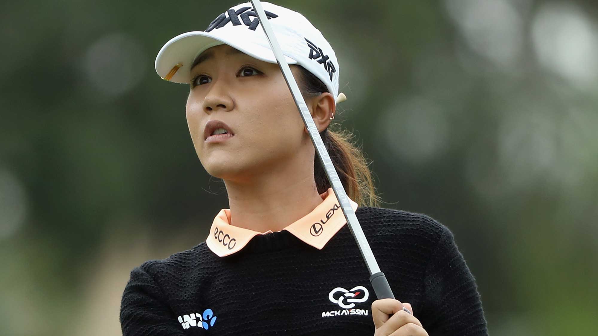 Lydia Ko of New Zealand plays a shot on the second hole during round one of the CME Group Tour Championship