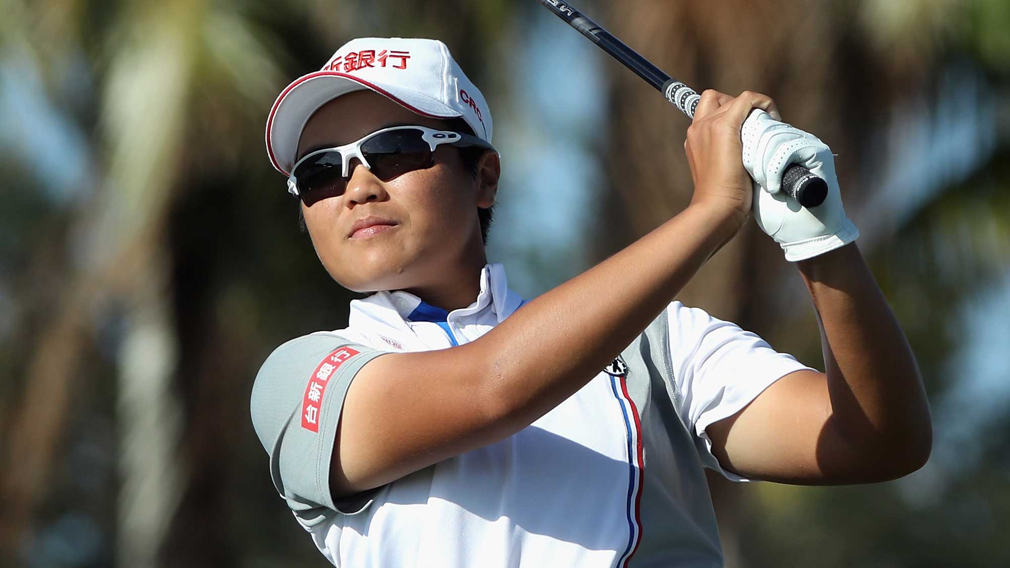 Peiyun Chien of Taiwan plays her shot from the ninth tee during round one of the CME Group Tour Championship