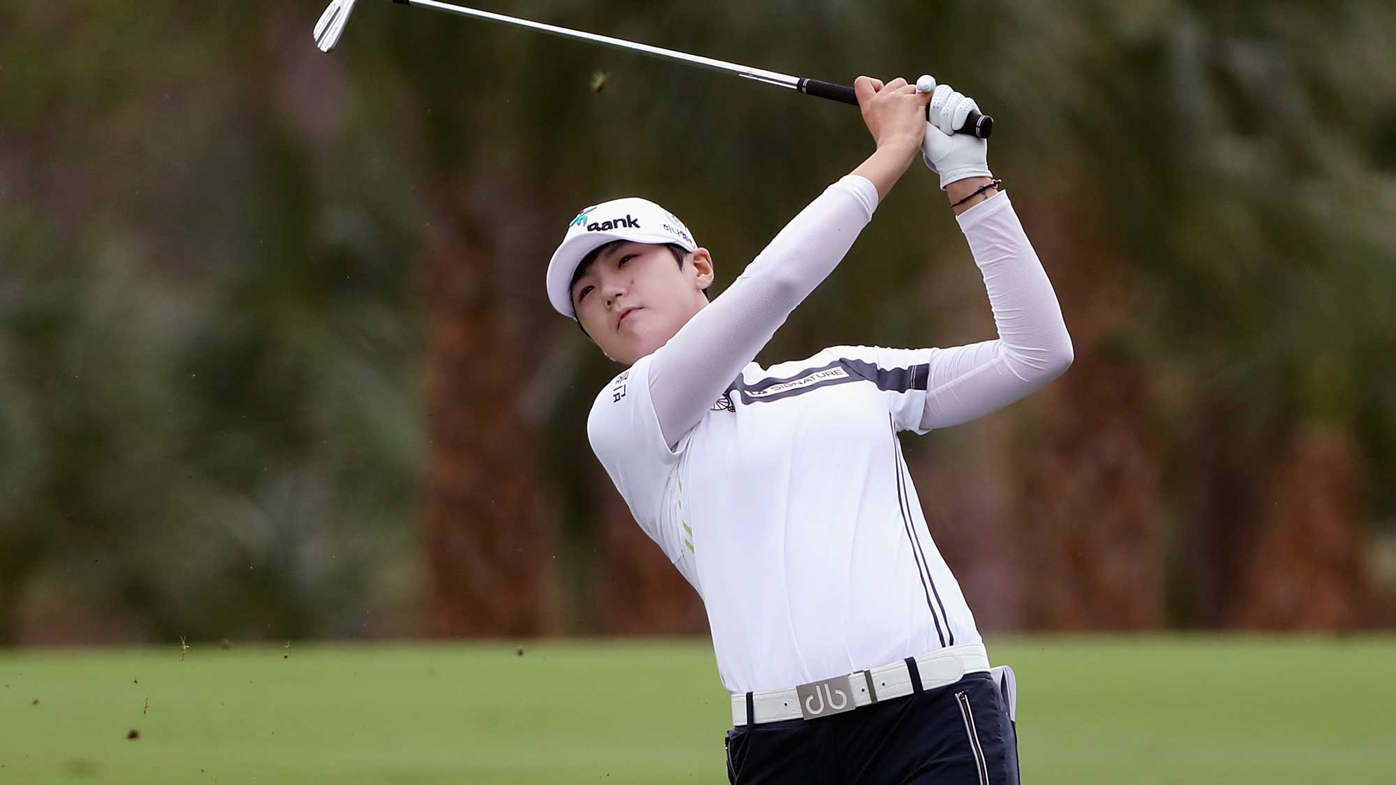 Sung Hyun Park of Korea plays a shot on the second hole during round one of the CME Group Tour Championship