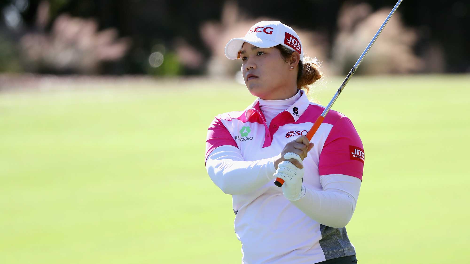 Ariya Jutanugarn of Thailand plays a shot on the second hole during round three of the CME Group Tour Championship