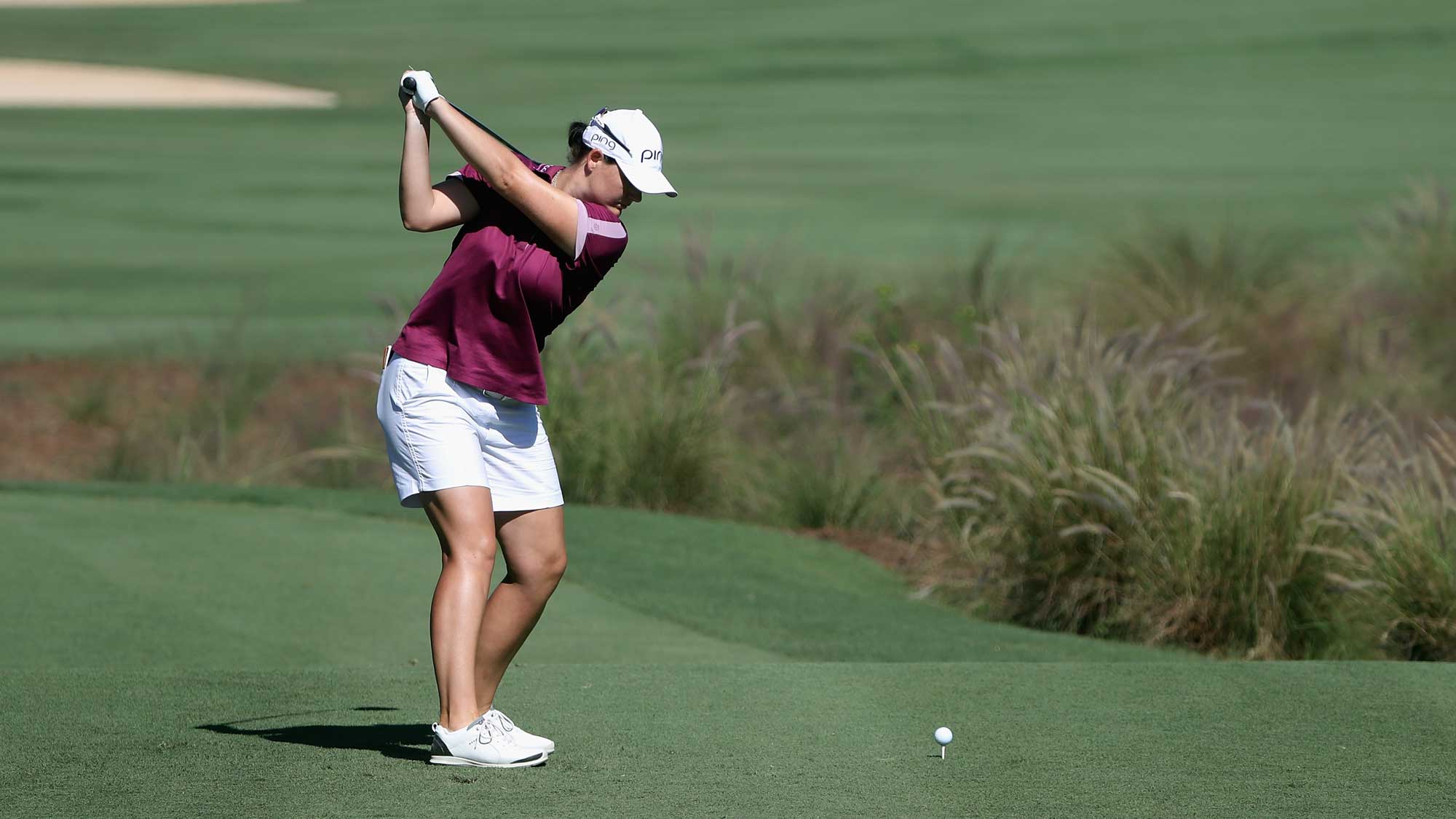 Caroline Masson of Germany plays a shot on the second hole during round three of the CME Group Tour Championship
