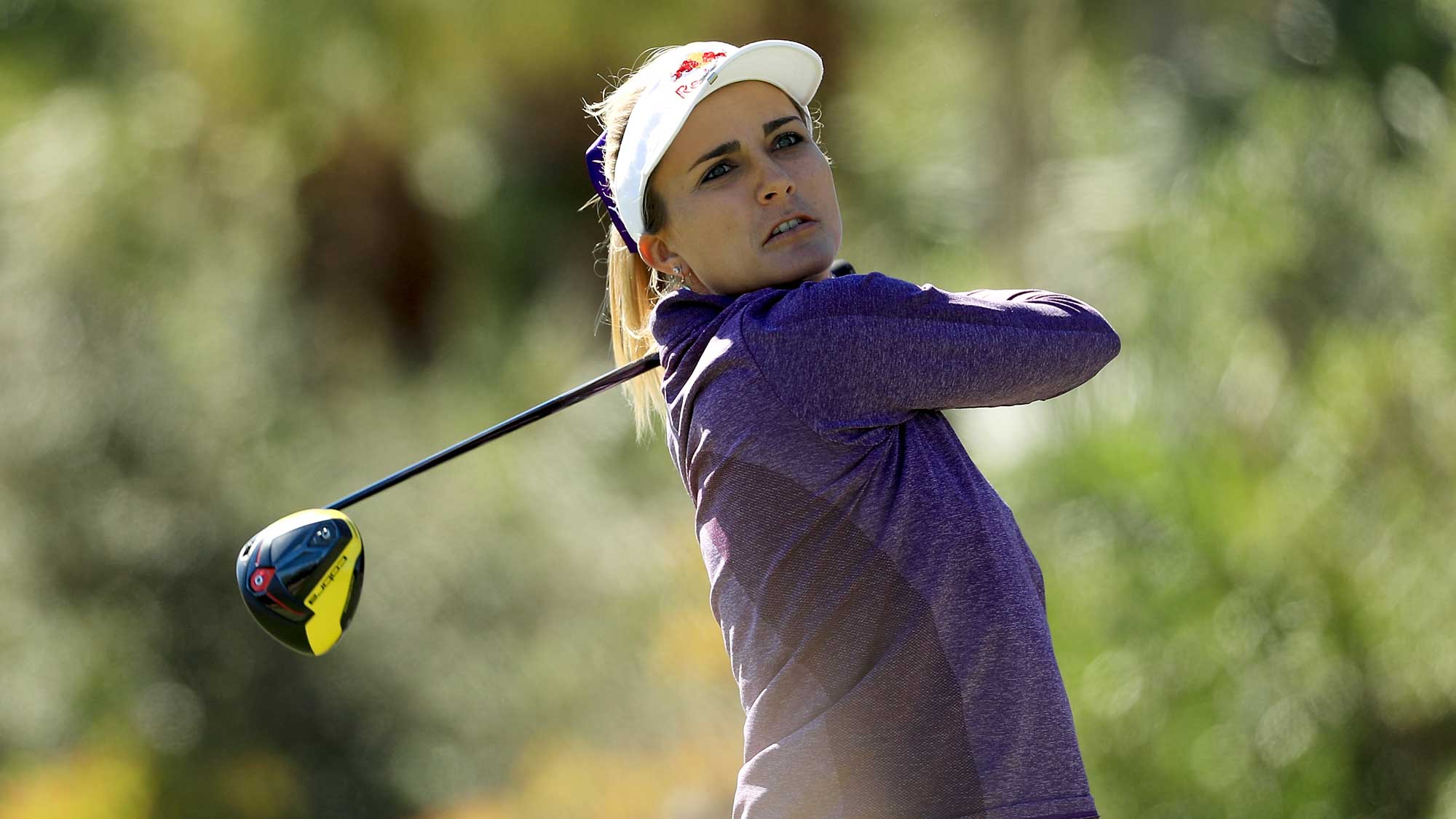 Lexi Thompson plays her shot from the third tee during the second round of the CME Group Tour Championship