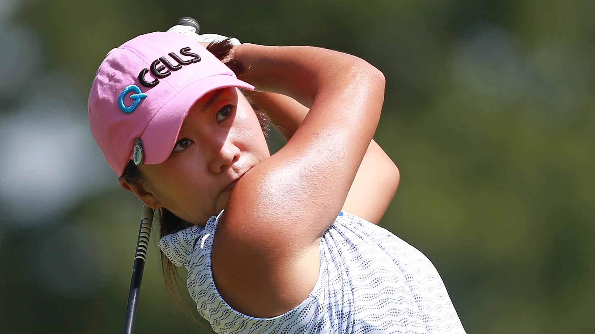 In-Kyung Kim of South Korea watches her tee shot on the fifth hole during the first round of the Marathon Classic Presented By Owens Corning And O-I on July 12, 2018 in Sylvania, Ohio
