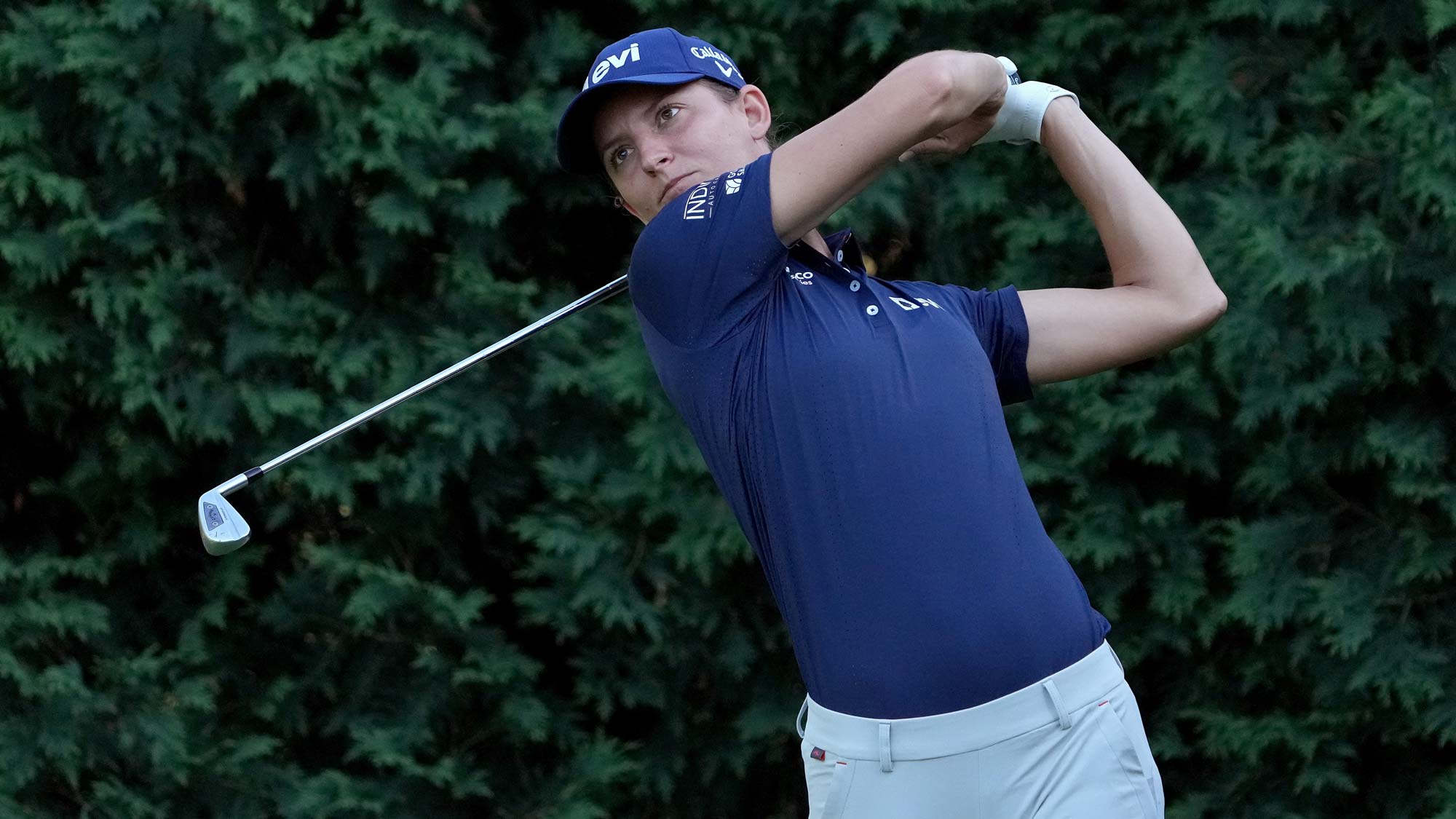 Anne van Dam of the Netherlands plays her shot from the fifth tee during the first round of the Dow Great Lakes Bay Invitational