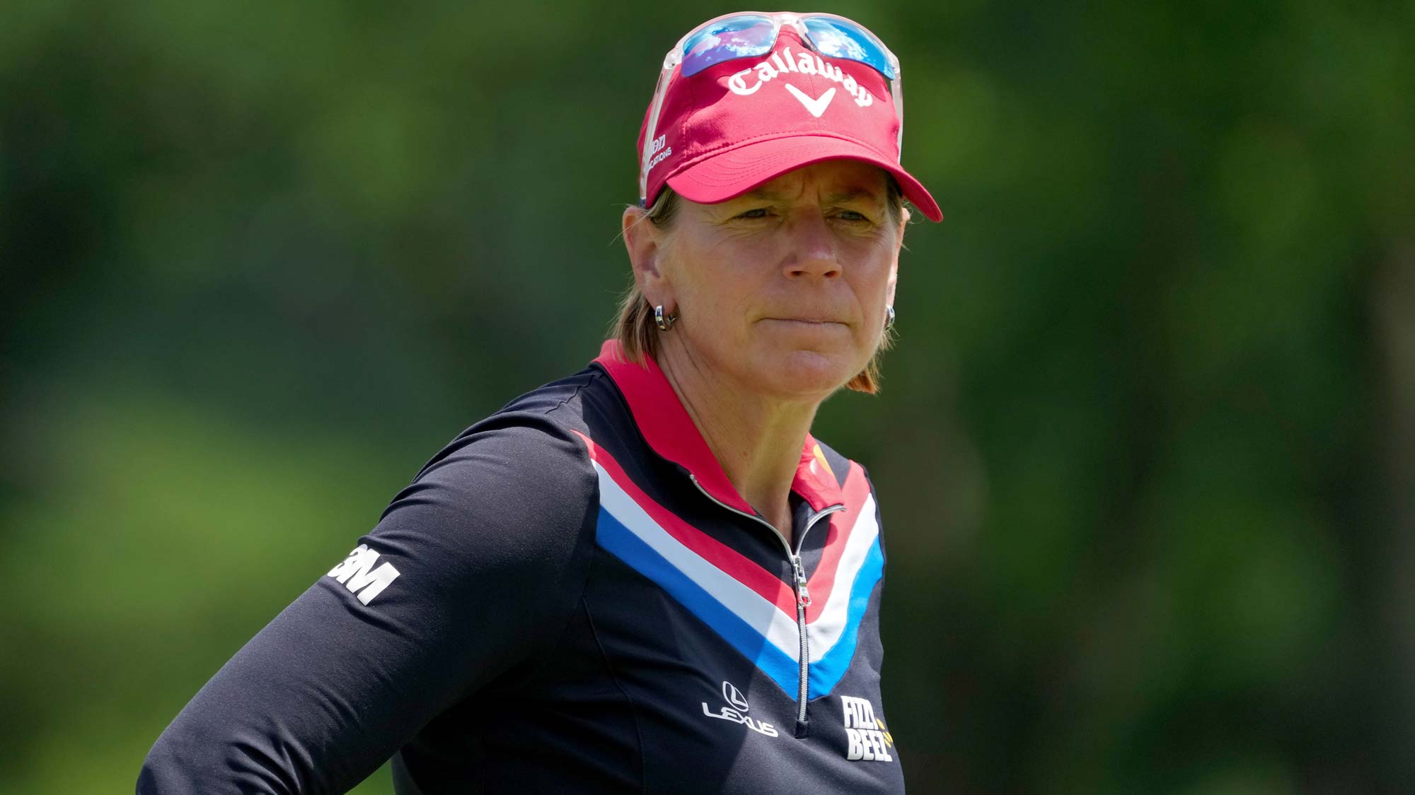 Annika Sorenstam of Sweden looks on from the eighth green during the second round of the Dow Great Lakes Bay Invitational 