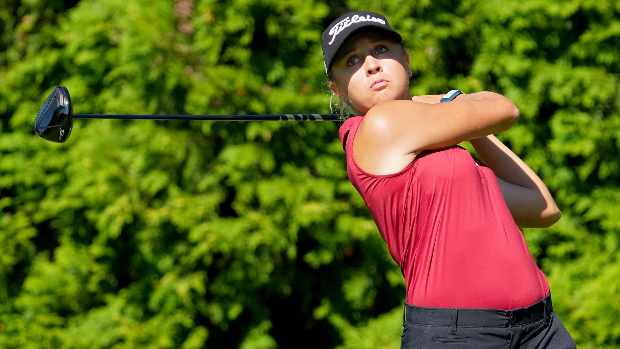 Pauline Roussin of France plays her shot from the sixth tee during the second round of the Dow Great Lakes Bay Invitational 