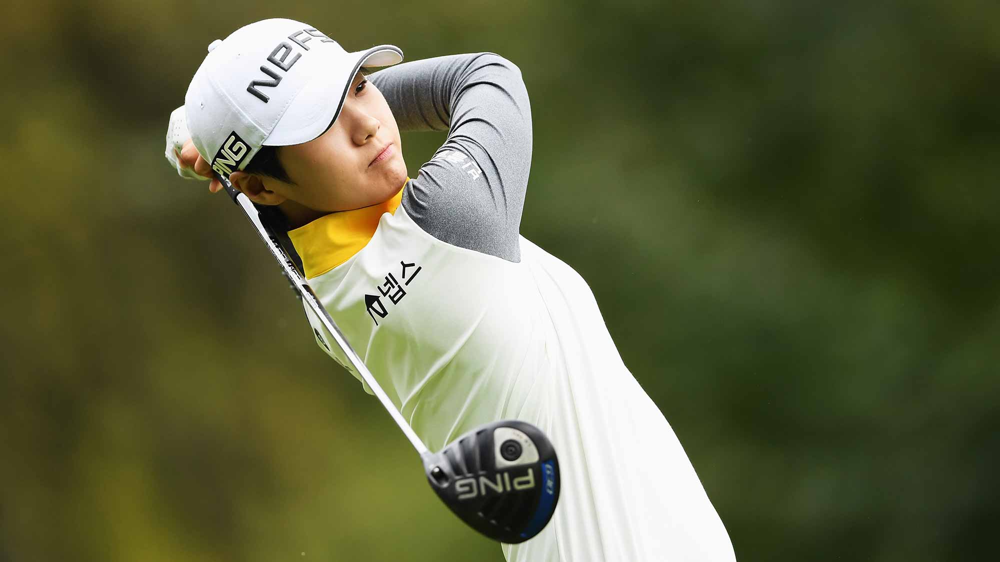 Sung Hyun Park of Korea plays a shot during the first round of The Evian Championship