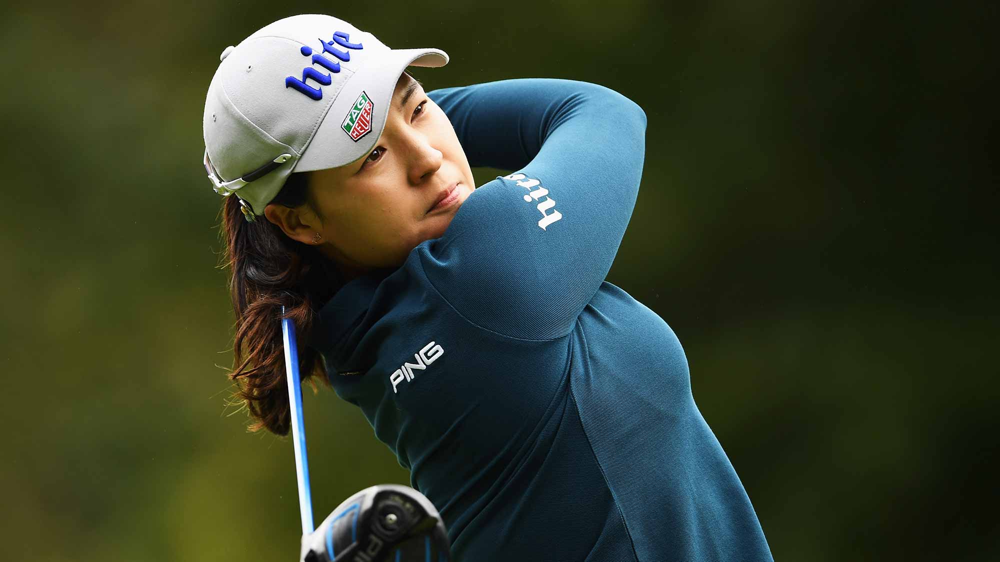  In Gee Chun of Korea plays a shot during the third round of The Evian Championship