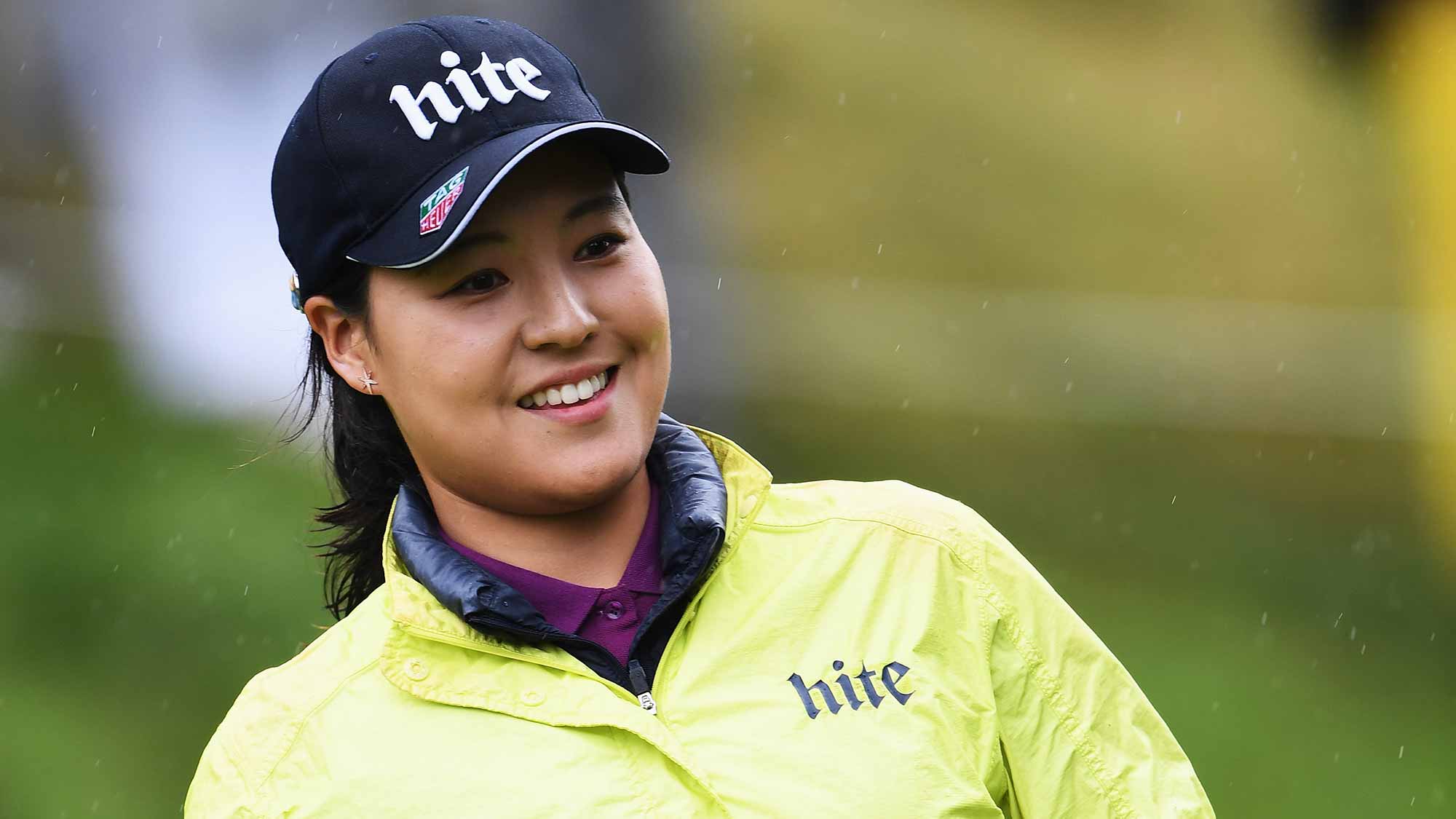 In Gee Chun of Korea reacts to a birdie putt during the final round of The Evian Championship