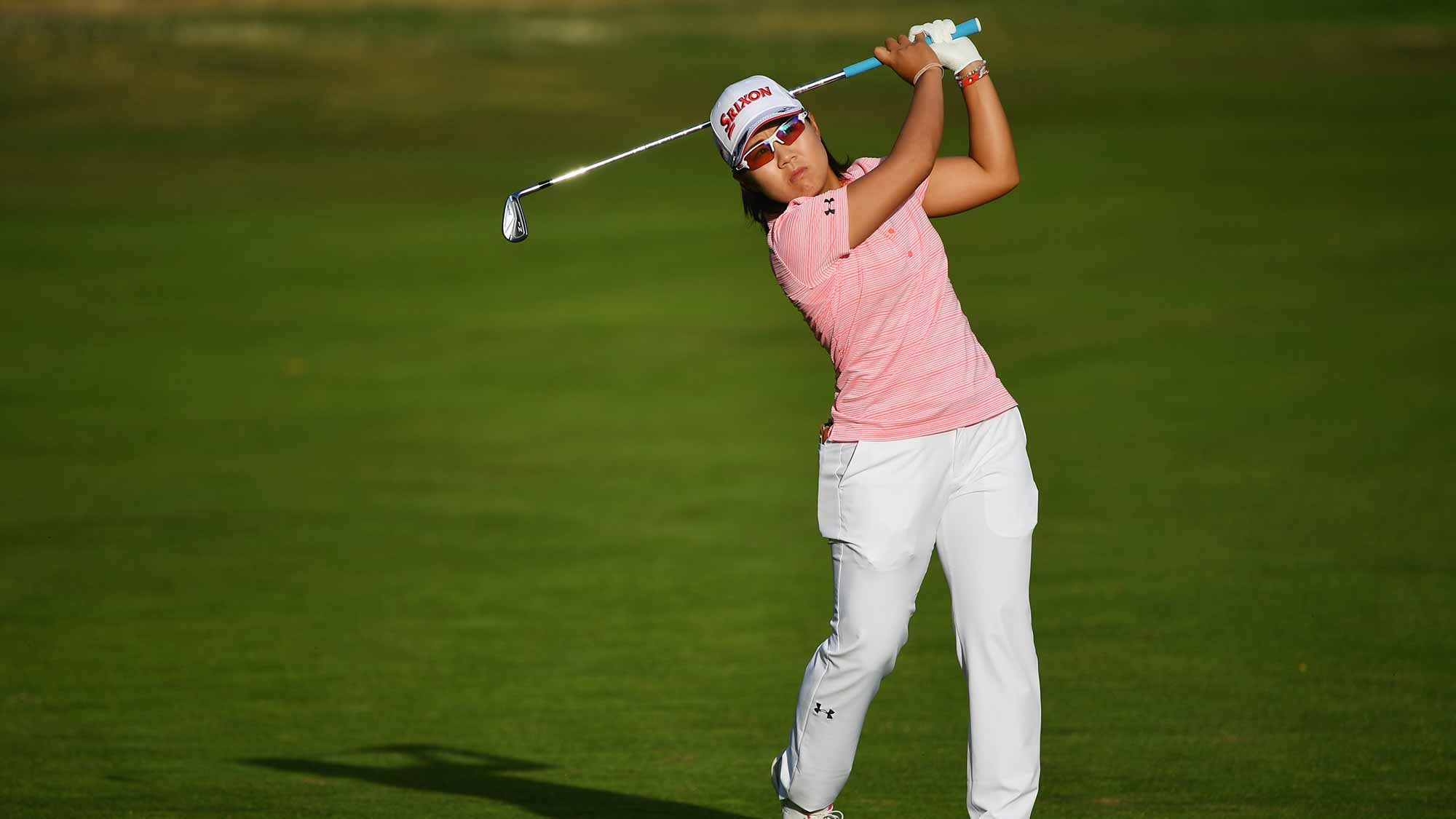 Nasa Hataoka of Japan plays a shot from the fairway during day one of the Evian Championship at Evian Resort Golf Club on September 13, 2018 in Evian-les-Bains, France