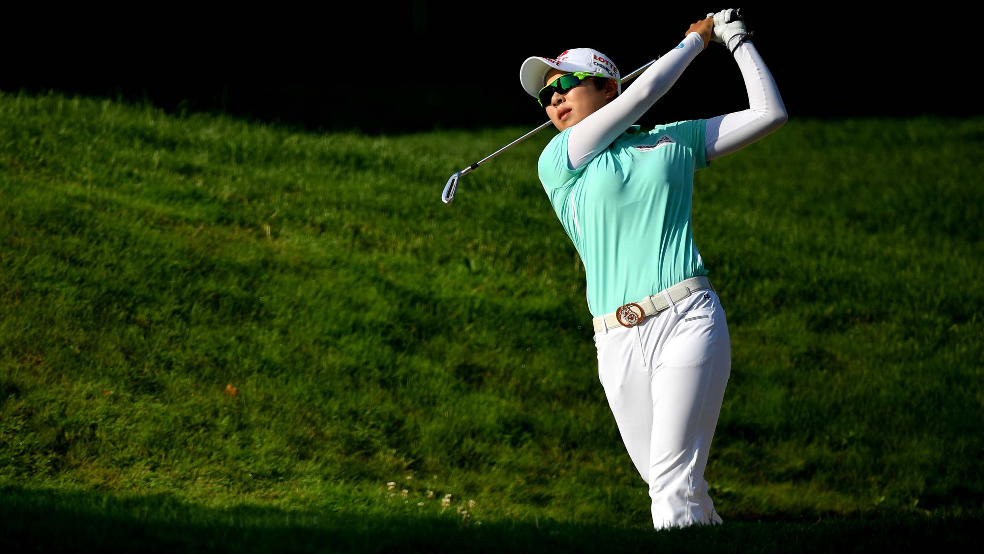 Hyo Joo Kim of Korea on the first during day 1 of the Evian Championship