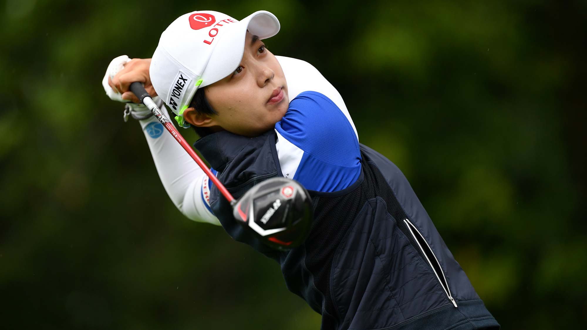 Hyo Joo Kim of South Korea in action on the 9th hole during day 4 of the Evian Championship