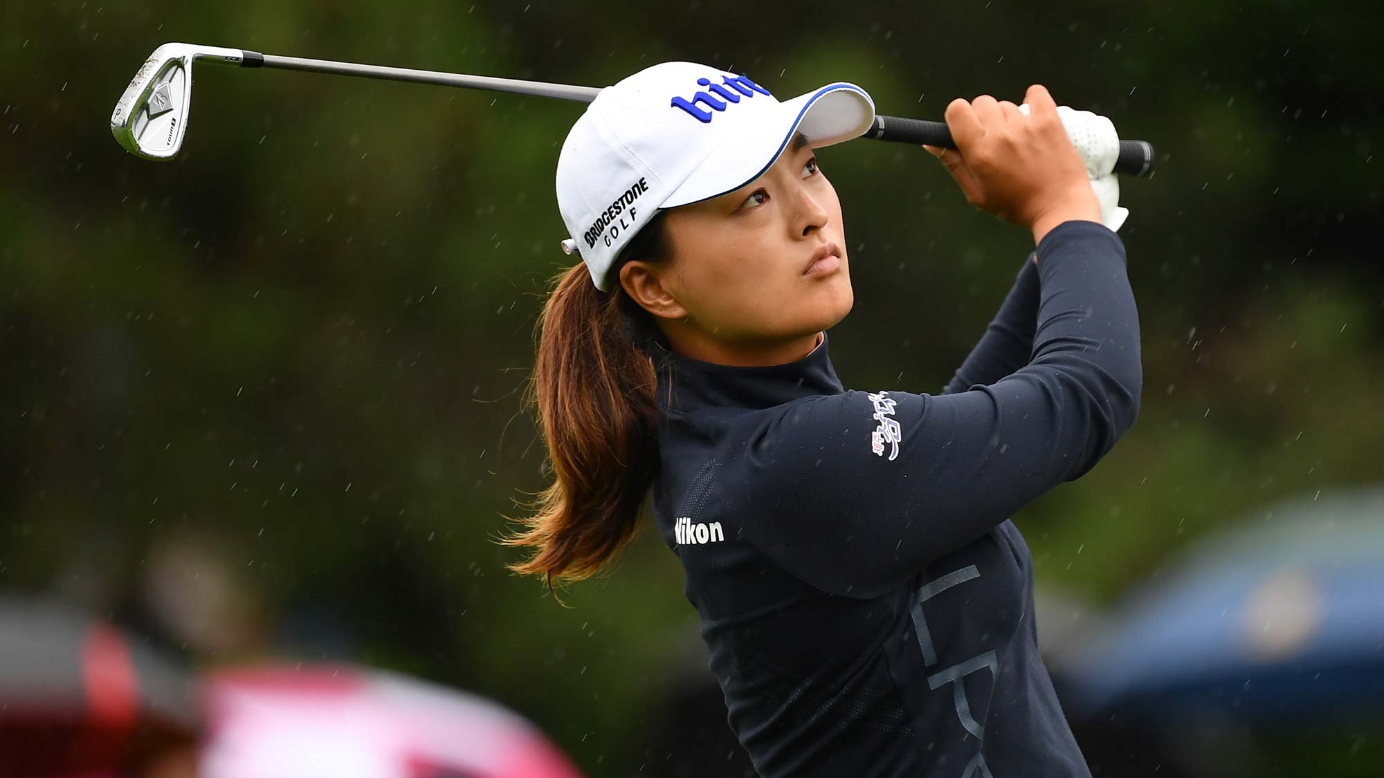 Jin Young Ko of South Korea in action on the 7th hole during day 4 of the Evian Championship