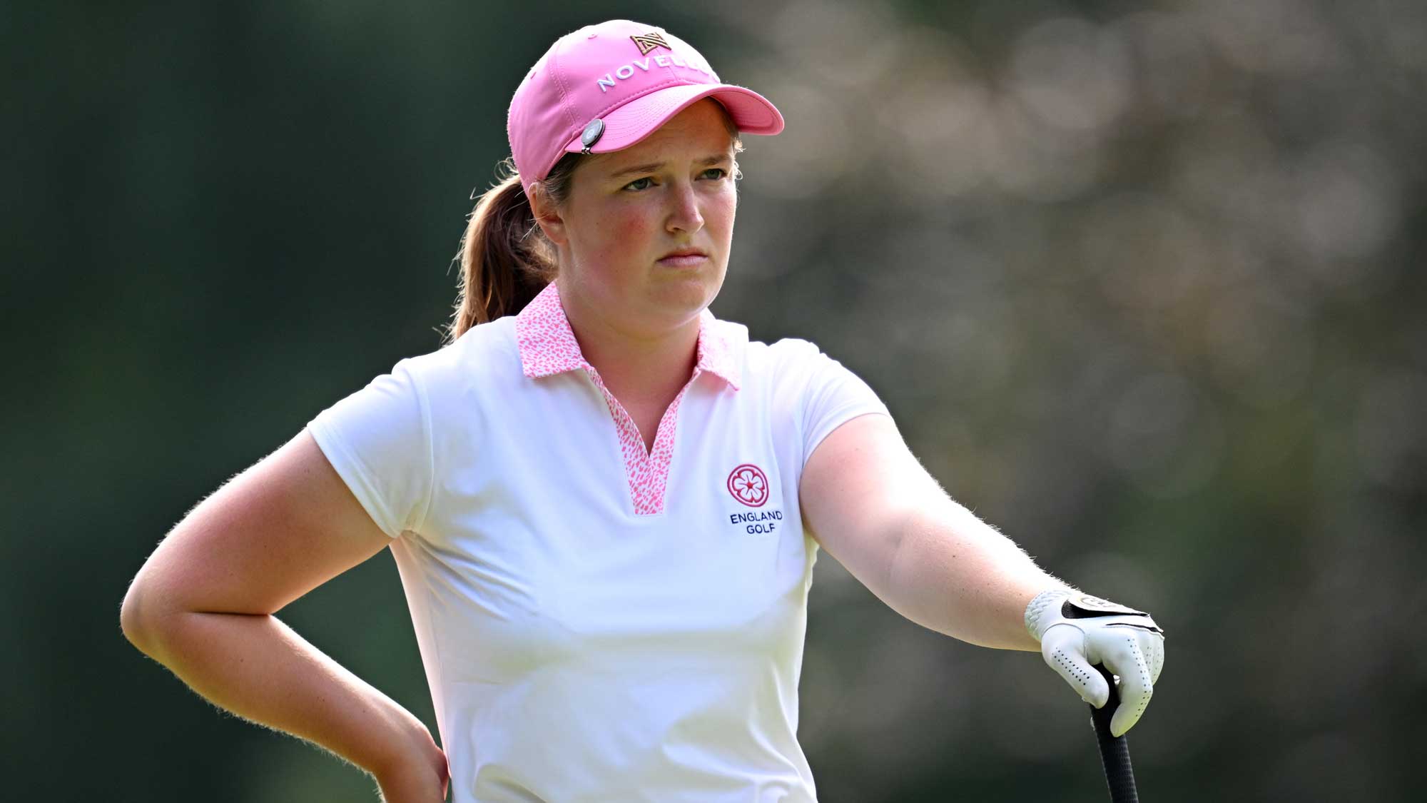 Lottie Woad of England on the fourth hole during the final round of The Amundi Evian Championship 2025 at Evian Resort Golf Club on July 13, 2025 in Evian-les-Bains, France.