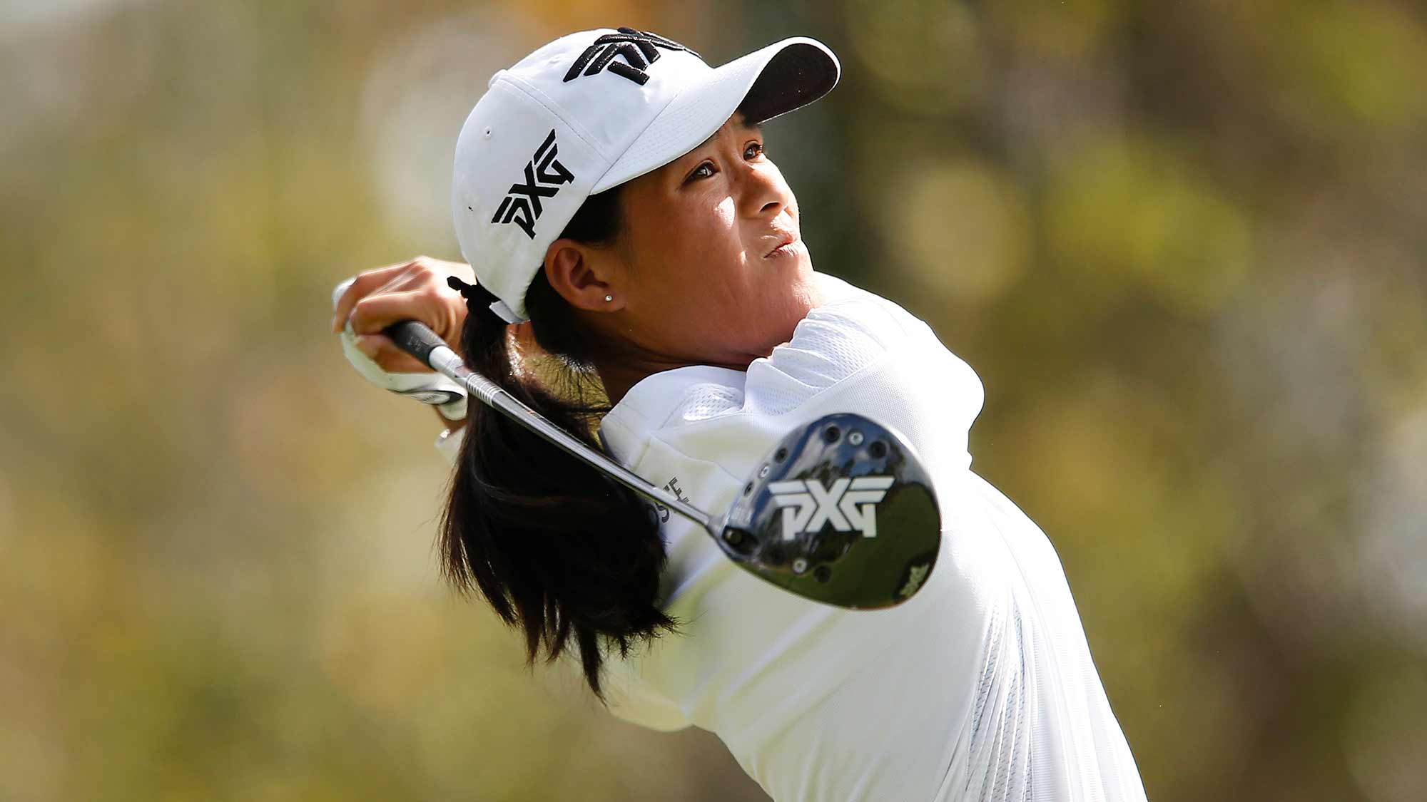 Celine Boutier of France plays her shot from the seventh tee during the third round of the Diamond Resorts Tournament of Champions at Tranquilo Golf Course at Four Seasons Golf and Sports Club Orlando on January 18, 2020 in Lake Buena Vista, Florida