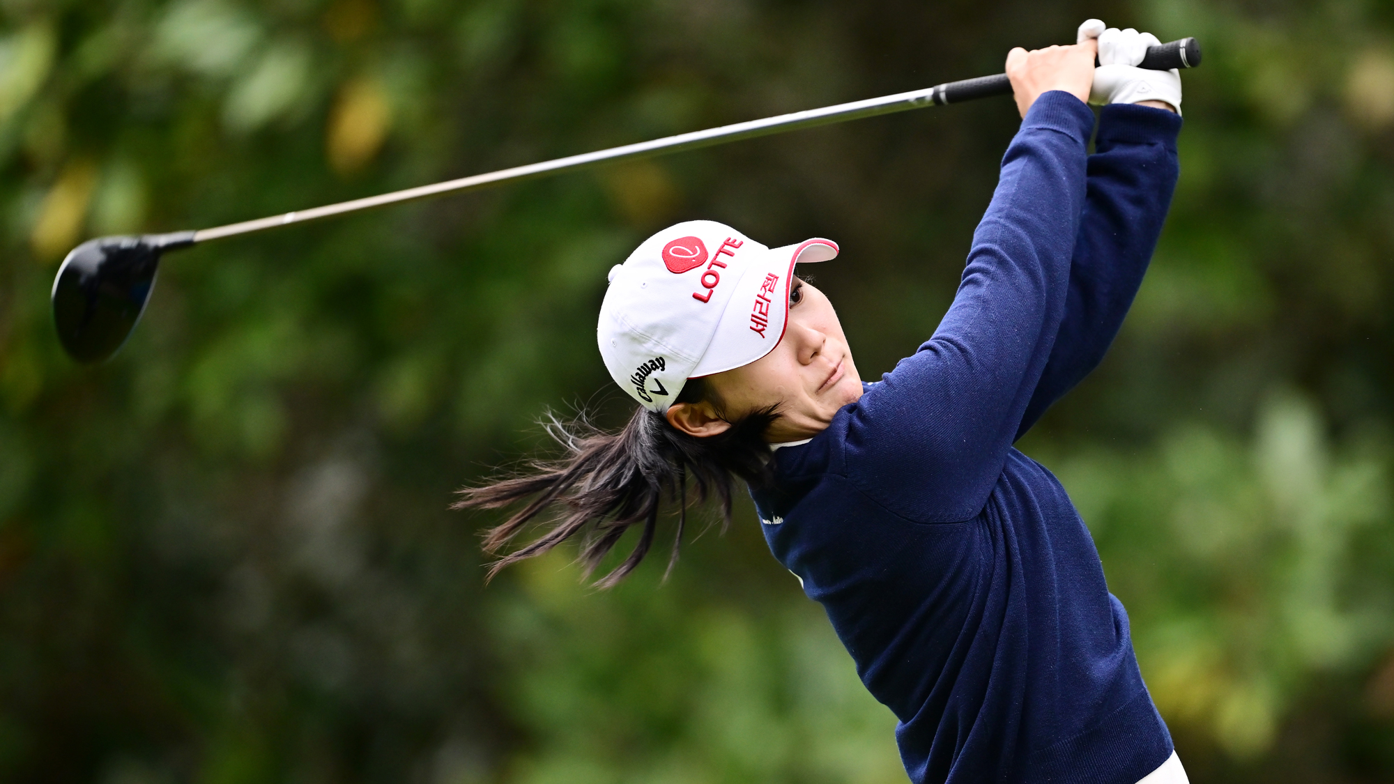 Youmin Hwang of South Korea plays her shot from the first tee during the third round of the Hilton Grand Vacations Tournament of Champions 2026 at Lake Nona Golf & Country Club on January 31, 2026 in Orlando, Florida.