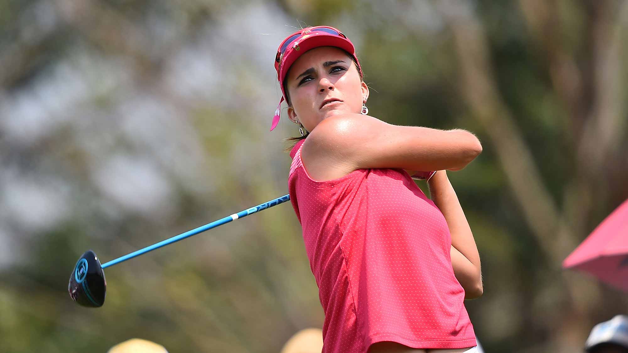 Lexi Thompson of the United States plays a shot during day three of the 2016 Honda LPGA Thailand at Siam Country Club