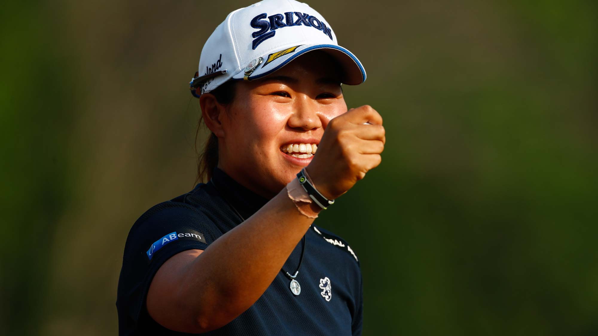 Nasa Hataoka of Japan celebrates on the 18th green after finishing the second round of Honda LPGA Thailand