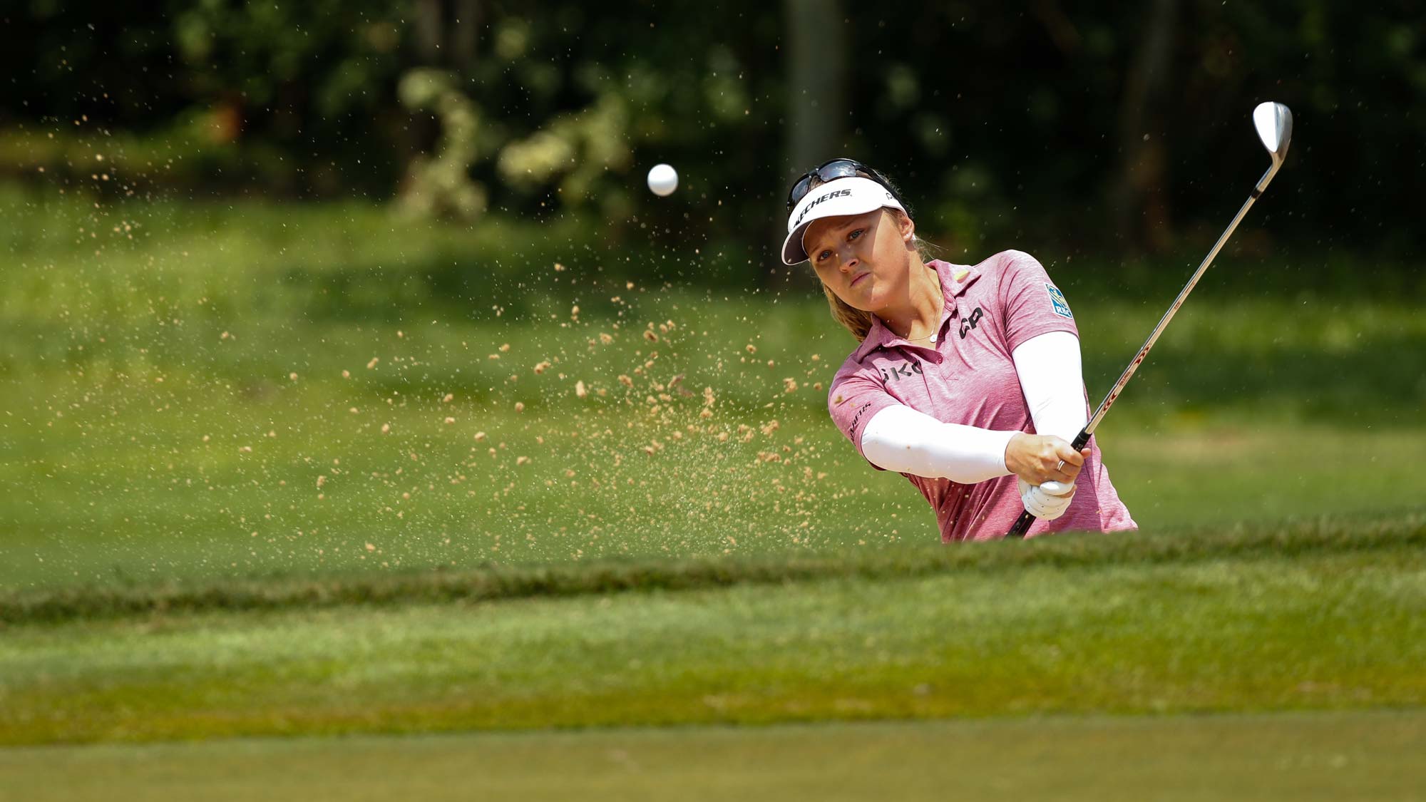 Brooke M. Henderson of Canada plays her third shot on the 7th hole during the third round of Honda LPGA Thailand
