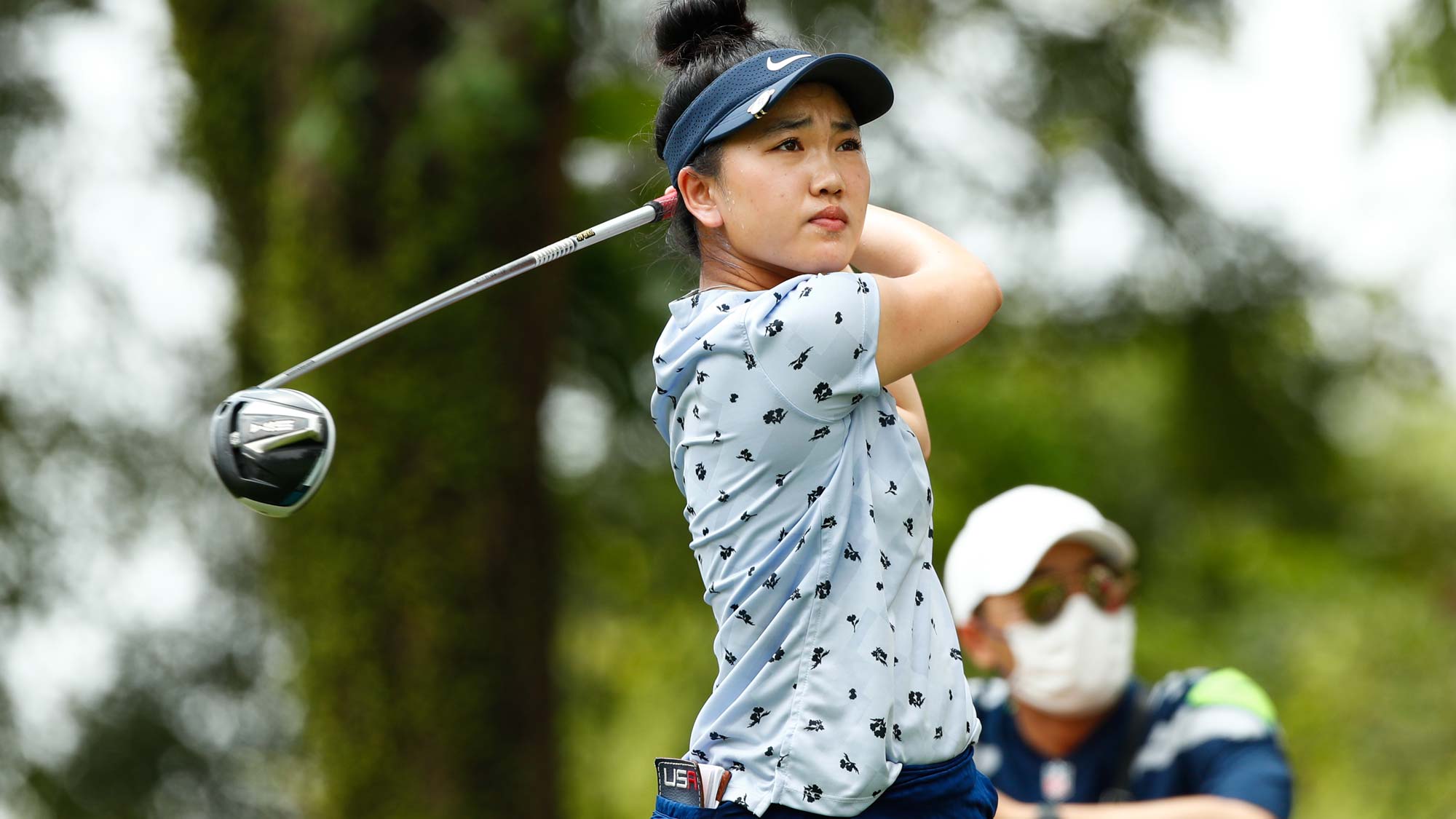 Lucy Li of United States tees off on the 15th hole during the third round of Honda LPGA Thailand