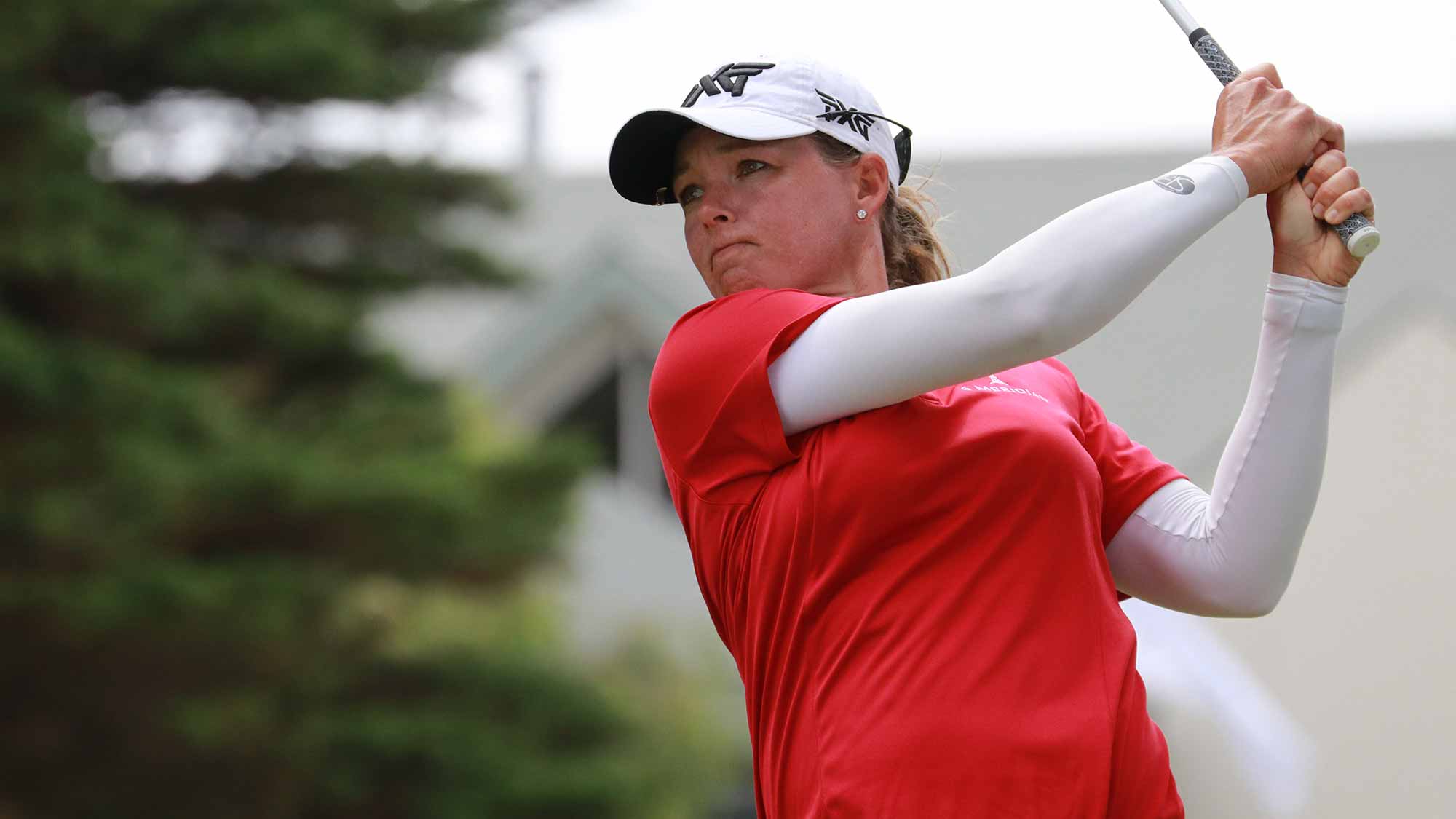 Katherine Kirk hits a shot during day one of the ISPS Handa Vic Open at 13th Beach Golf Club on February 07, 2019 in Geelong, Australia