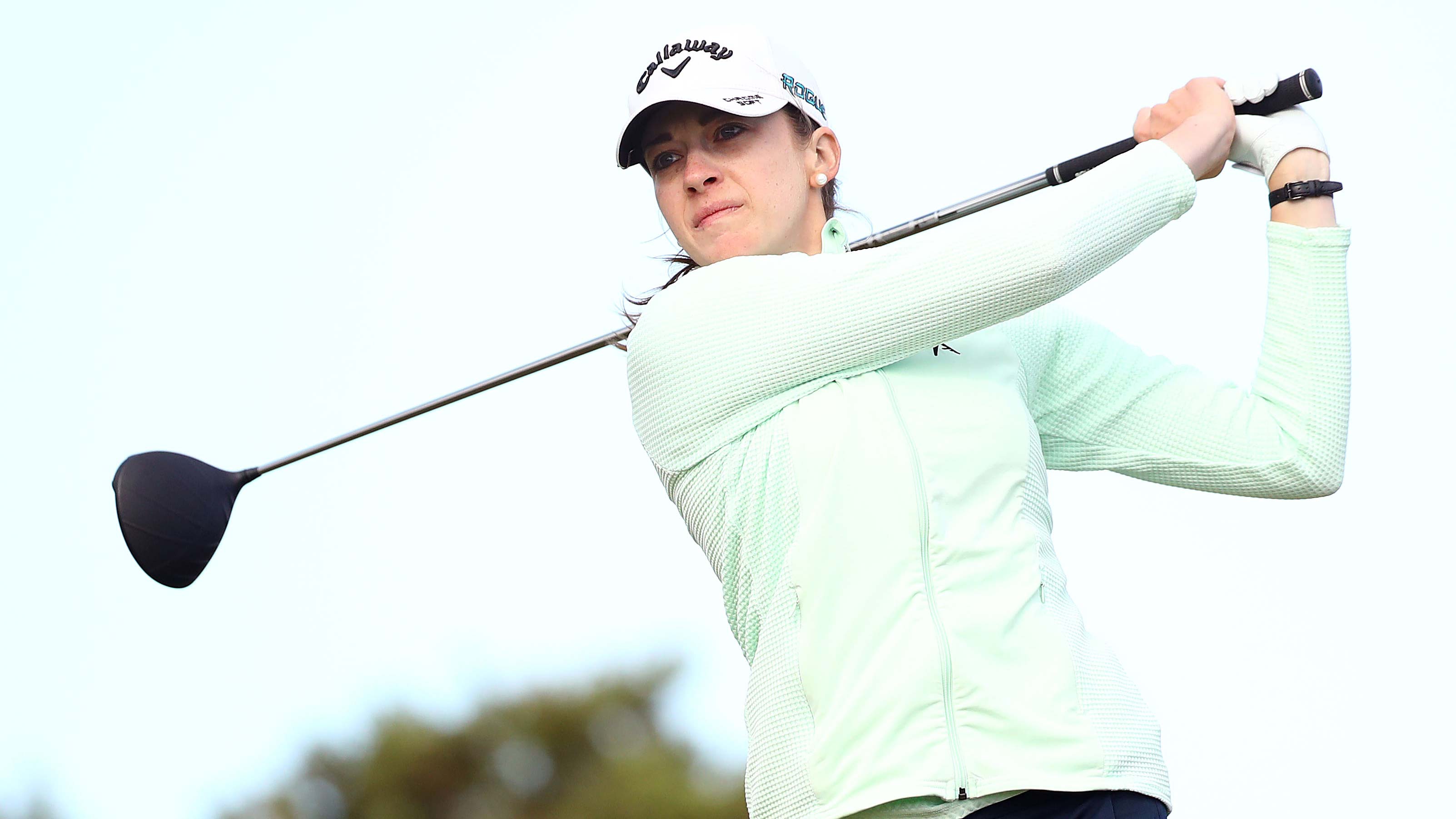 Kim Kaufman of the United States hits a tee shot during Day three of the ISPS Handa Vic Open at 13th Beach Golf Club on February 09, 2019 in Geelong, Australia