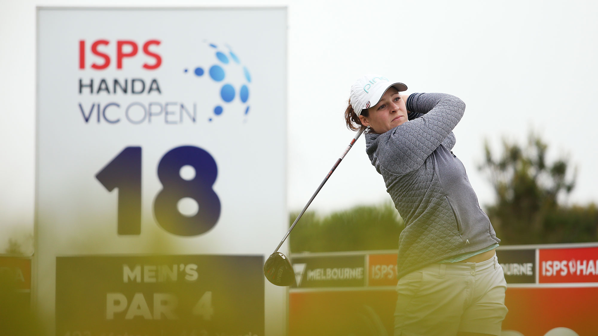 Ally McDonald tees off at ISPS Handa Vic Open