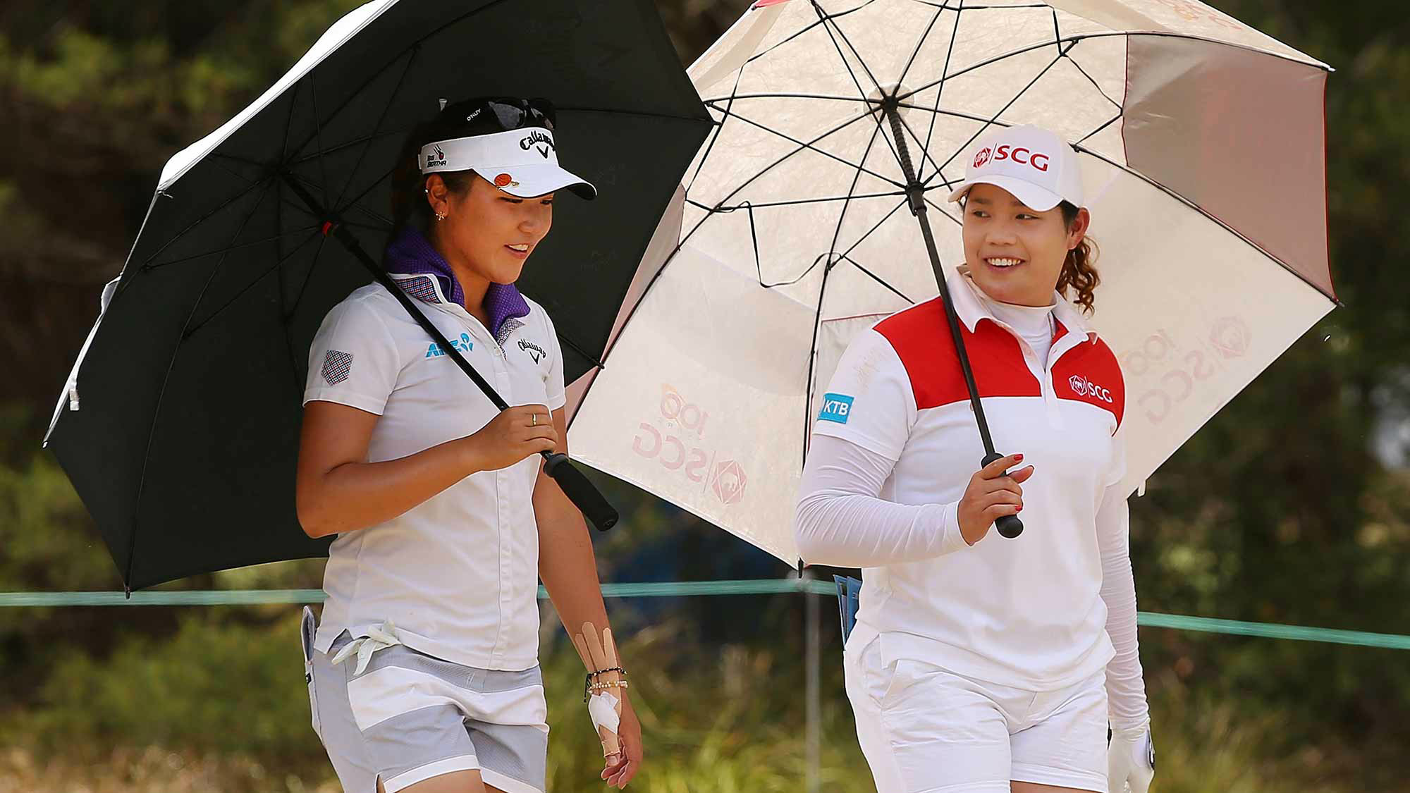 Lydia Ko with Ariya Juntanugarn during ISPS Handa Women's Australian Open Final Day
