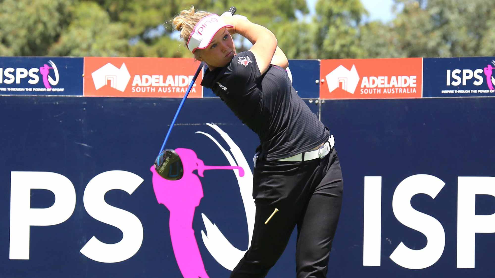 Brooke Henderson during a practice round before the 2016 ISPS Handa Women's Australian Open