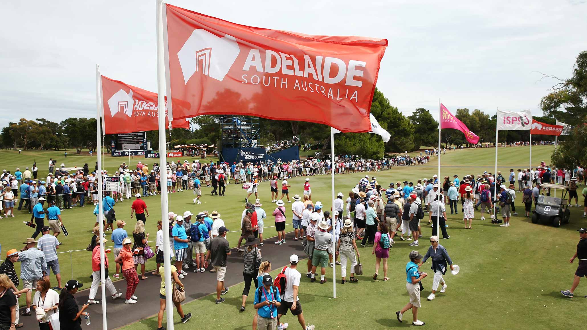 Spectators look on during day two of the ISPS Handa Women's Australian Open at The Grange GC