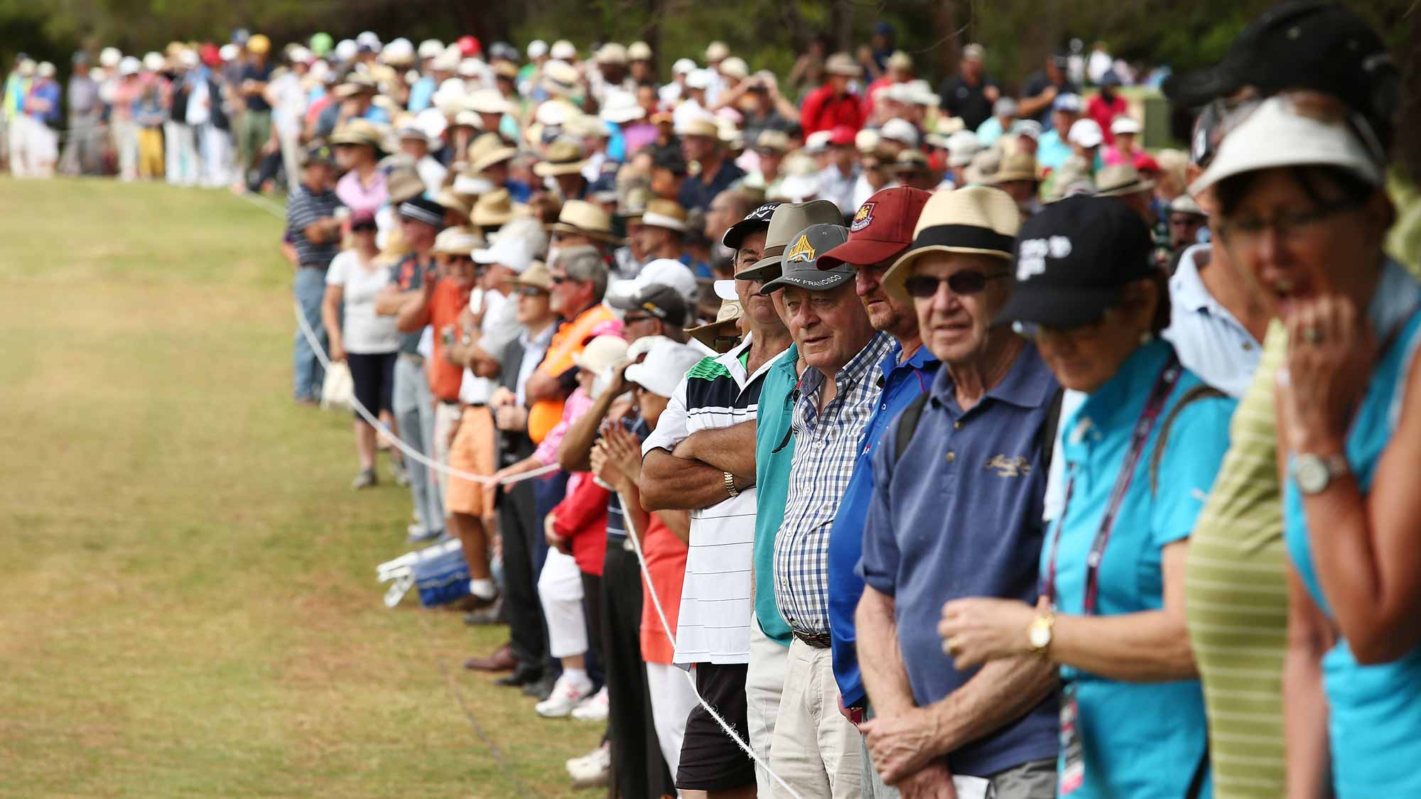 Spectators look on during day two of the ISPS Handa Women's Australian Open at The Grange GC 