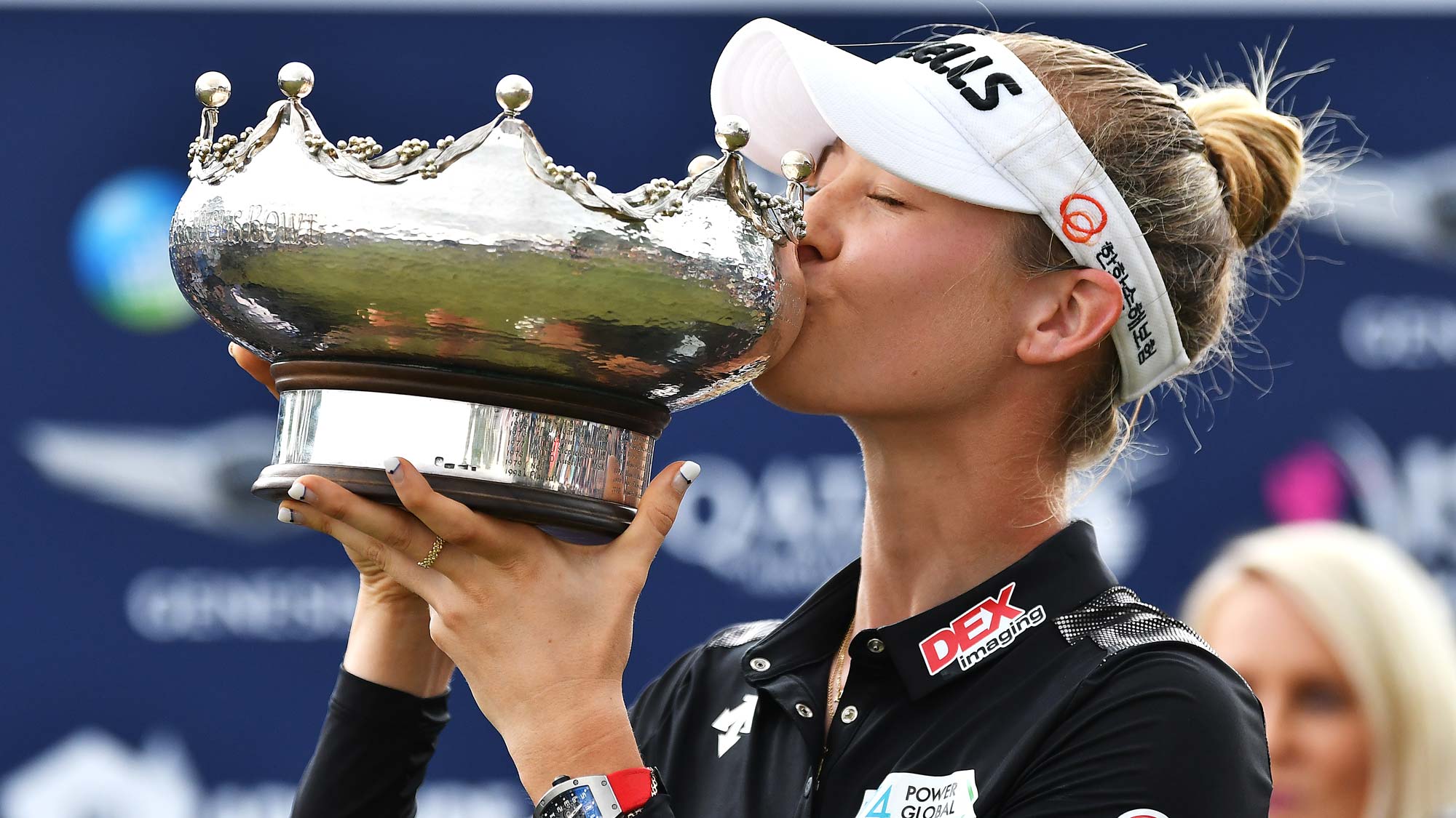 Nelly Korda of the United States poses with the trophy during day four of the 2019 ISPS Handa Women's Australian Open