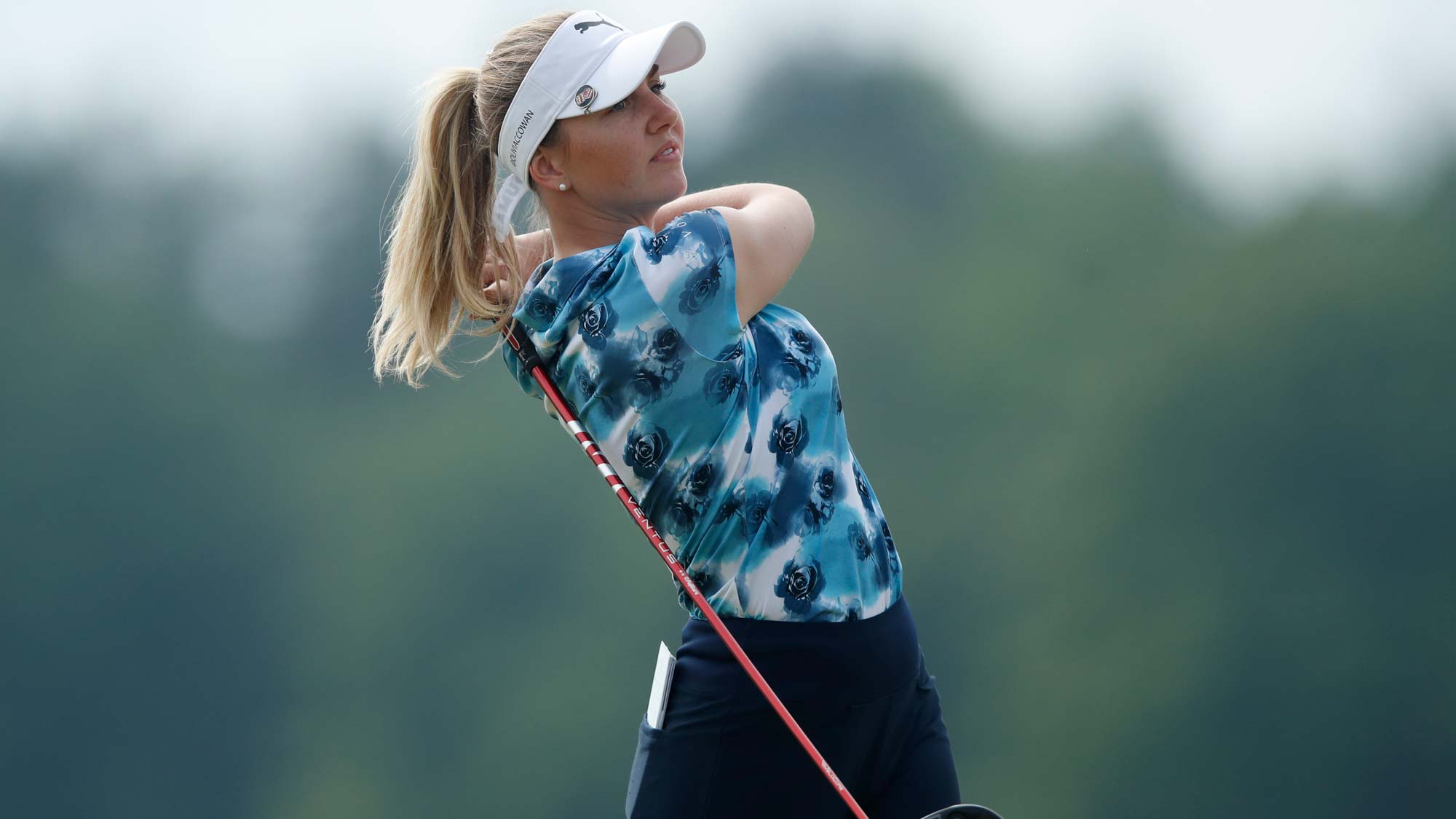 Olivia Cowan of Germany tees off on the 4th hole during the first round of The Scandinavian Mixed Hosted by Henrik and Annika