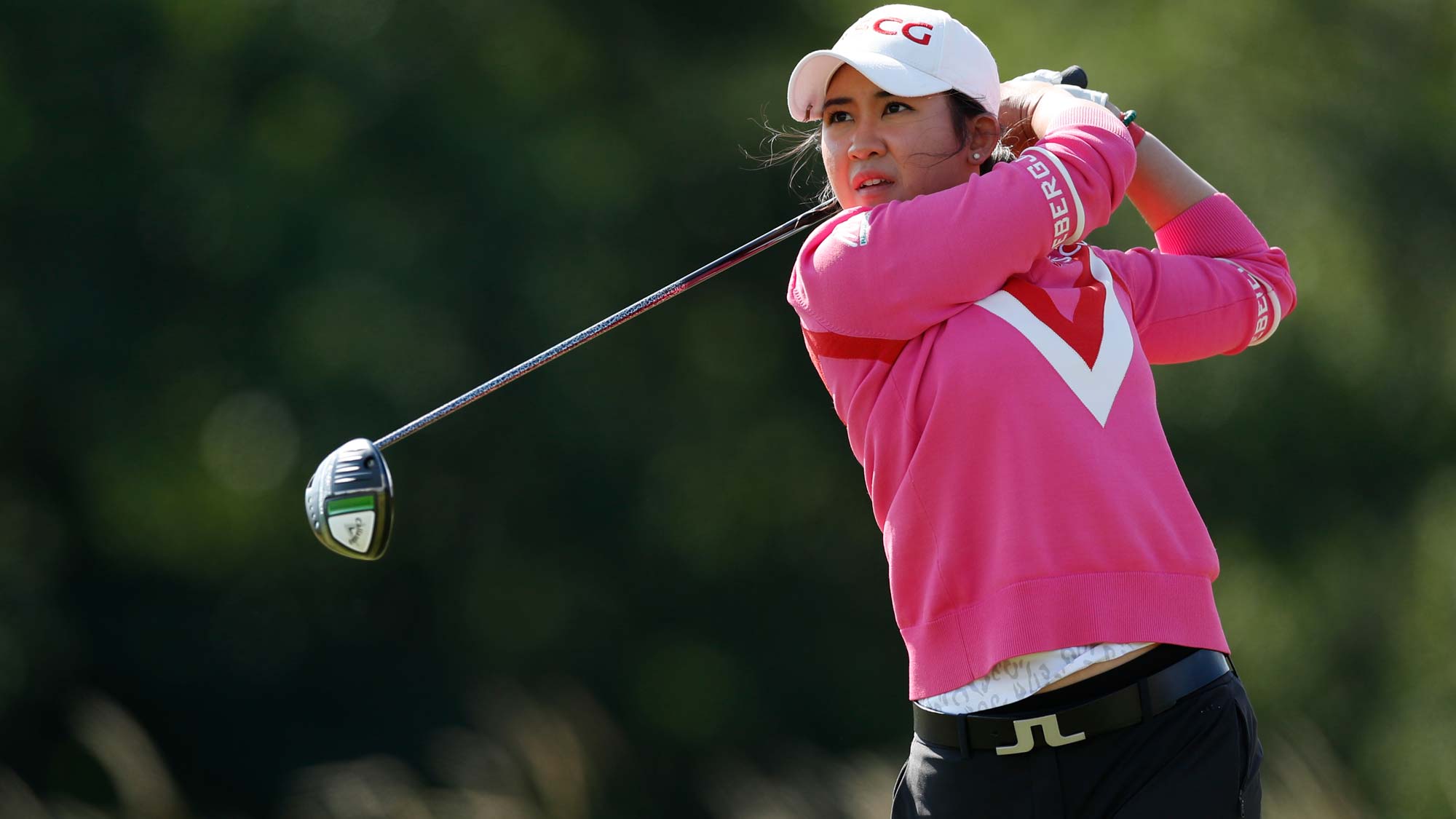 Pajaree Anannarukarn of Thailand tees off during the final round of the ISPS HANDA World Invitational 