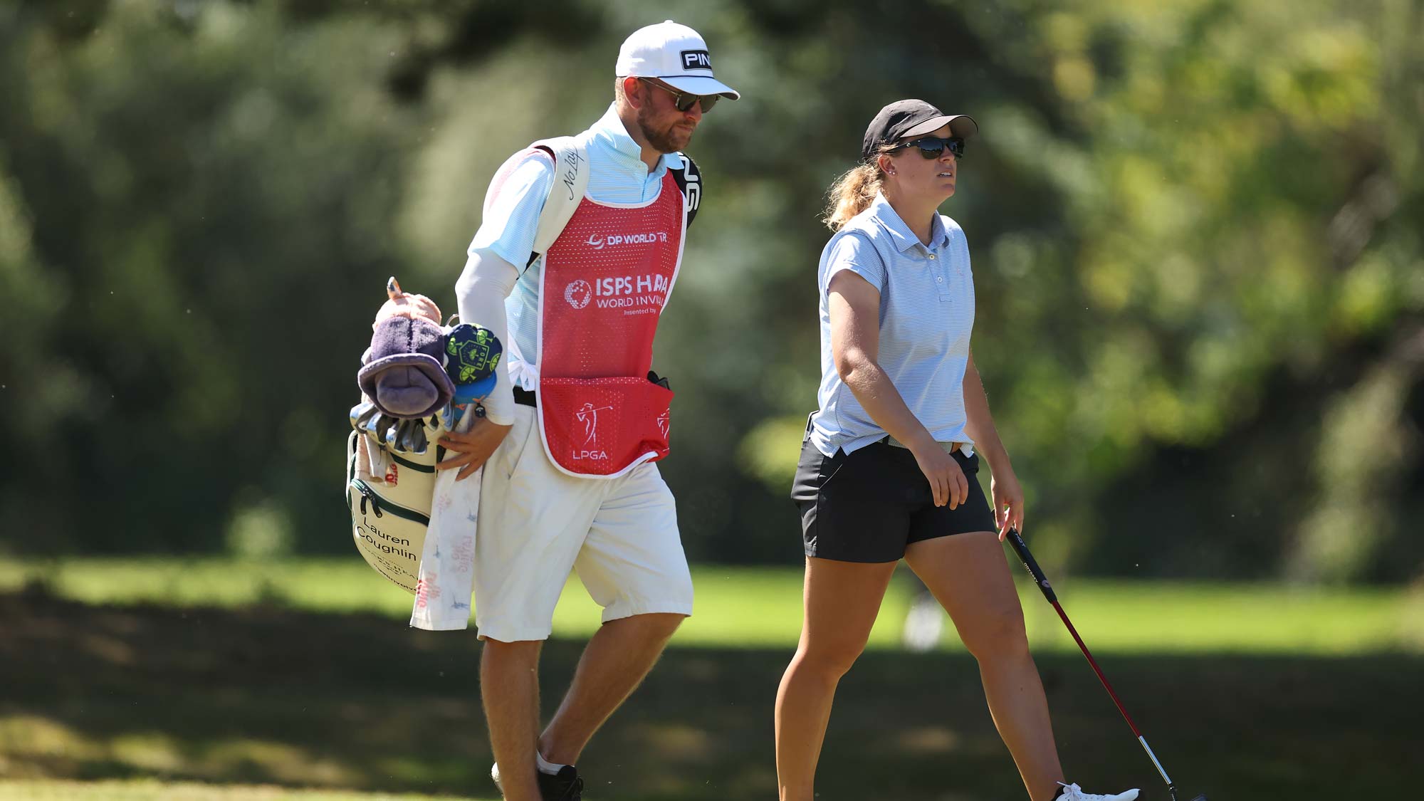 Lauren Coughlin of the USA plays the 18th hole during the first round of the ISPS Handa World Invitational presented by AVIV Clinics